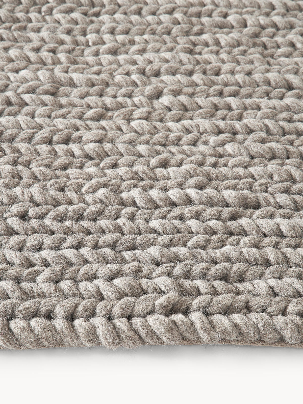Brunquil Wool Rug, Handmade, with Braided Texture