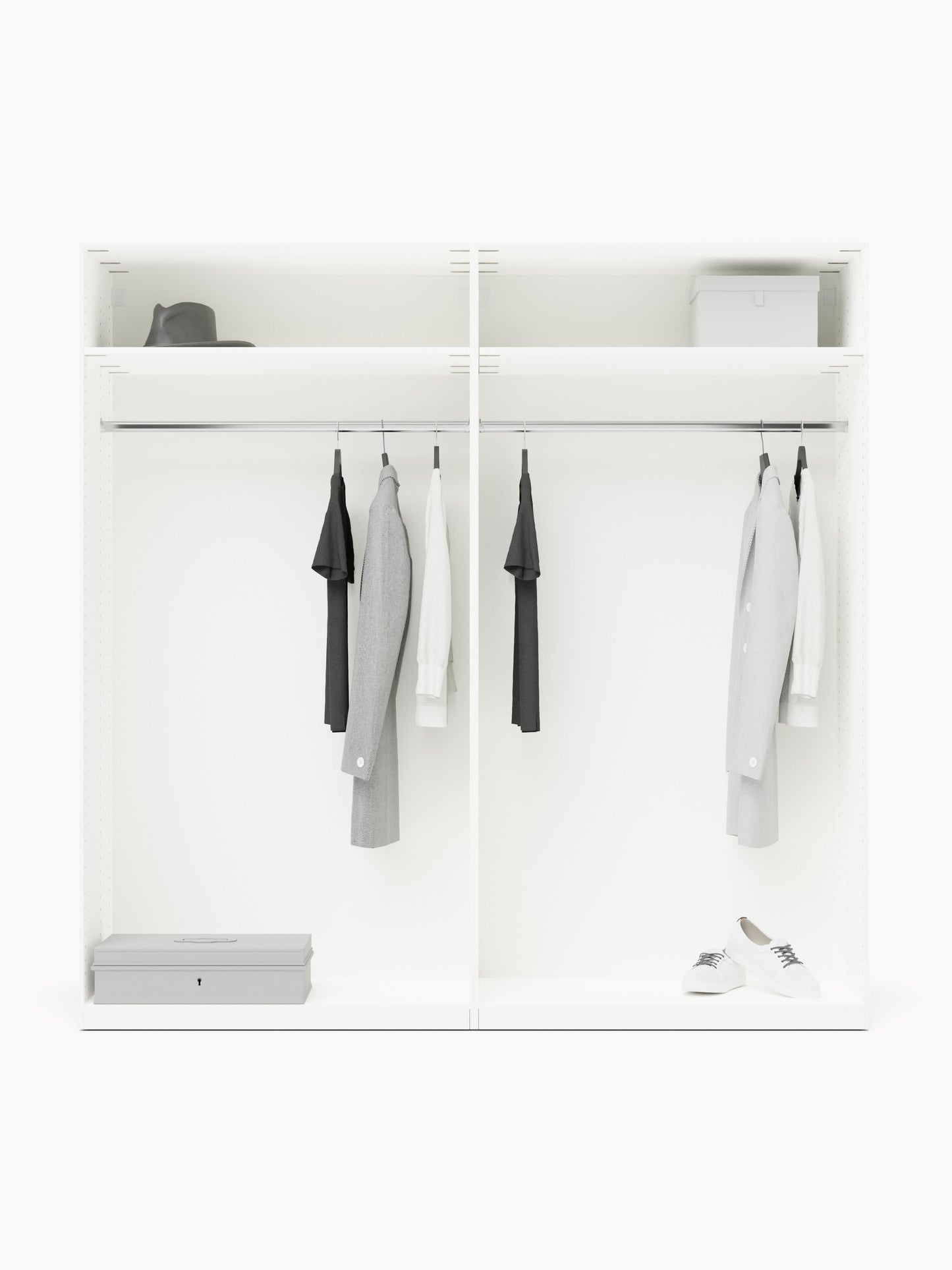 Charlveth Modular Hinged-Door Wardrobe, 200 cm Wide, in Various Sizes