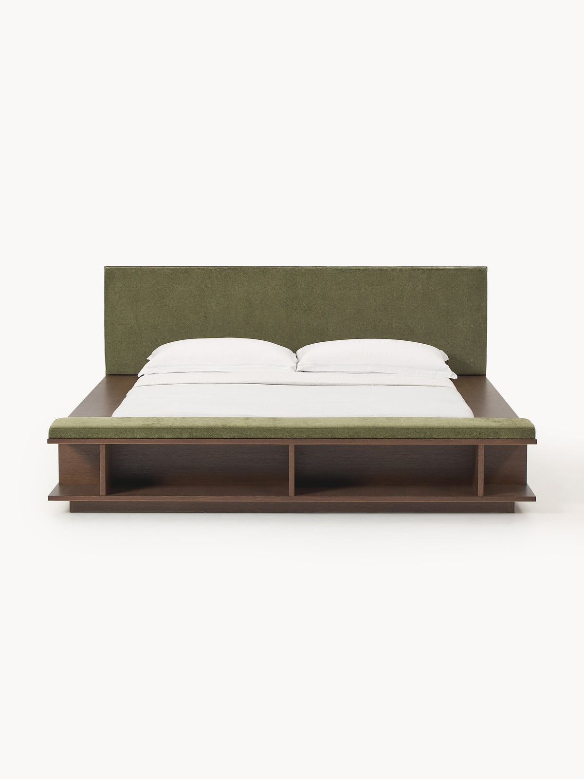 Clarnisse Wooden Bed Frame with Bench and Side Shelves