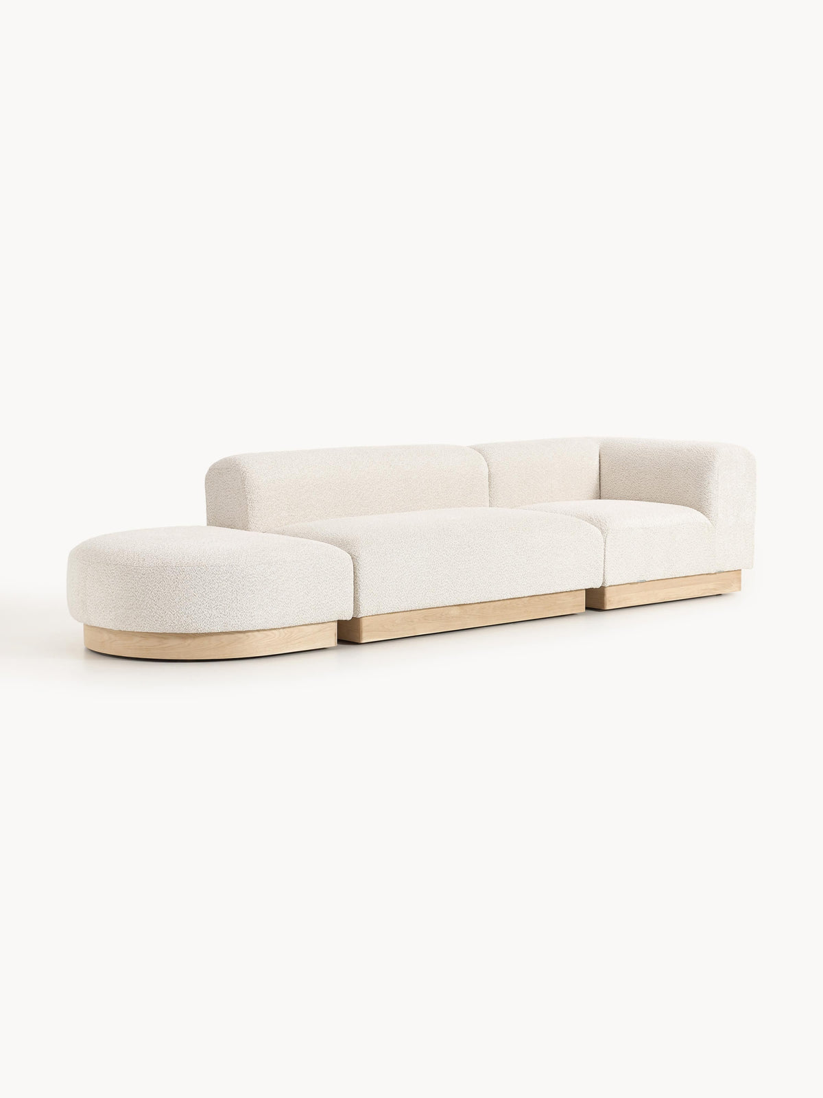 Natworth Modular Ottoman in Teddy Bouclé with Stool (Left/Right)