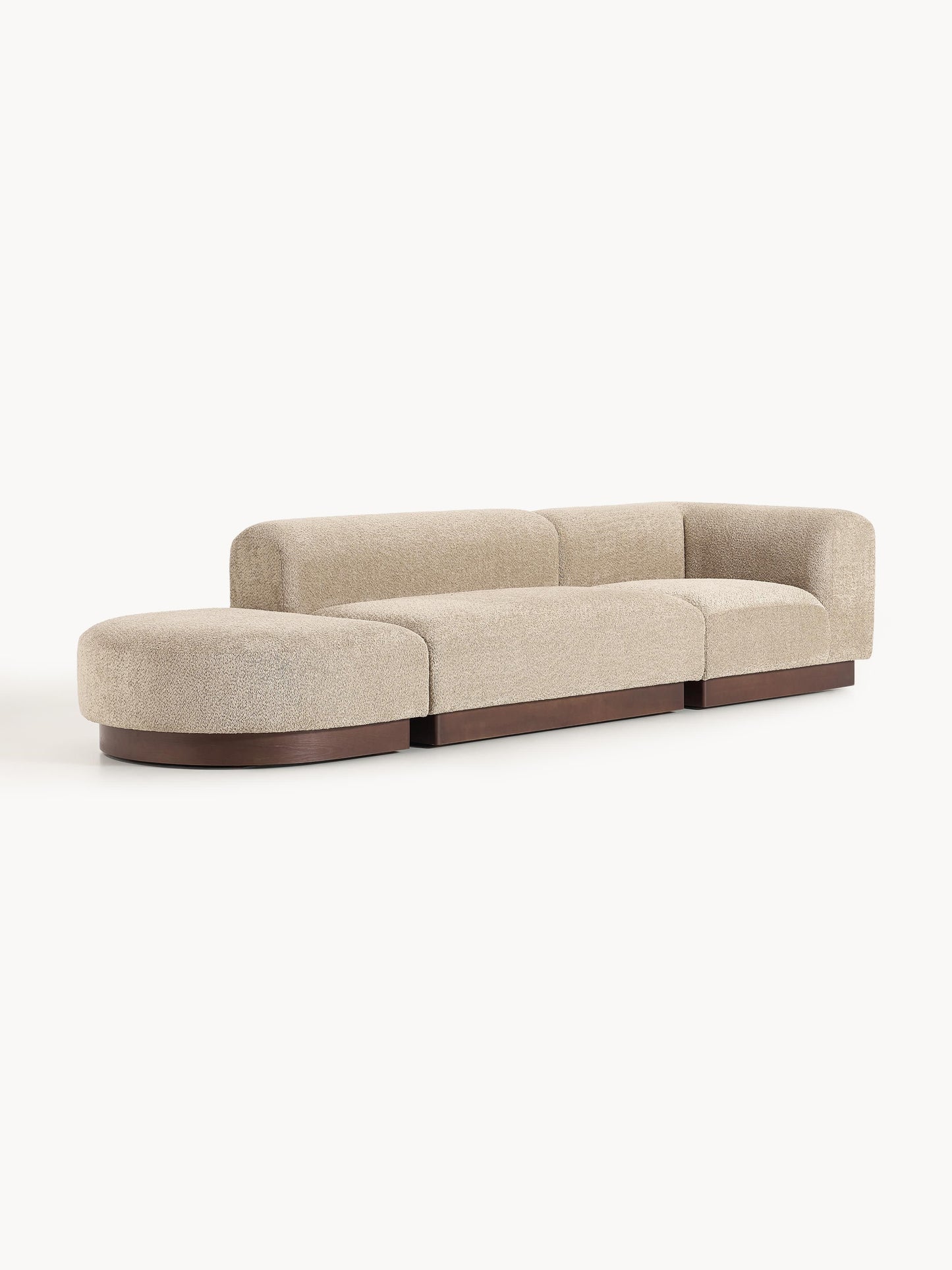 Natworth Modular Ottoman in Teddy Bouclé with Stool (Left/Right)