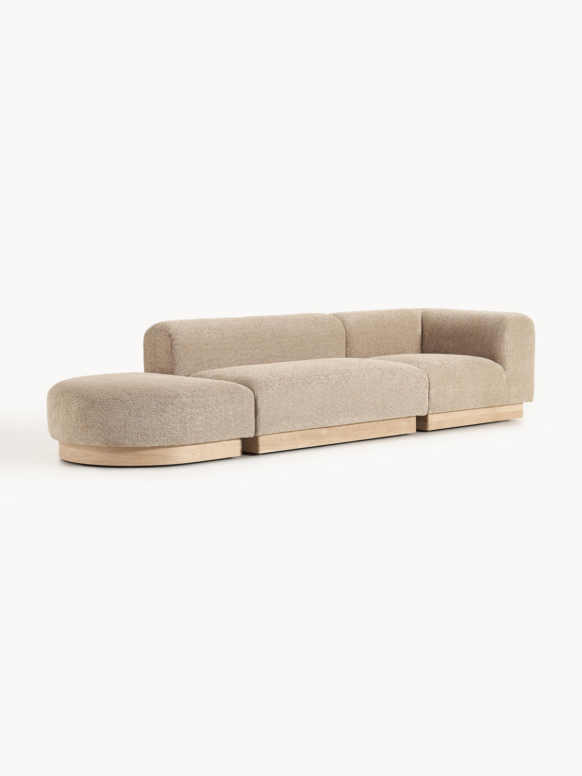 Natworth Modular Ottoman in Teddy Bouclé with Stool (Left/Right)