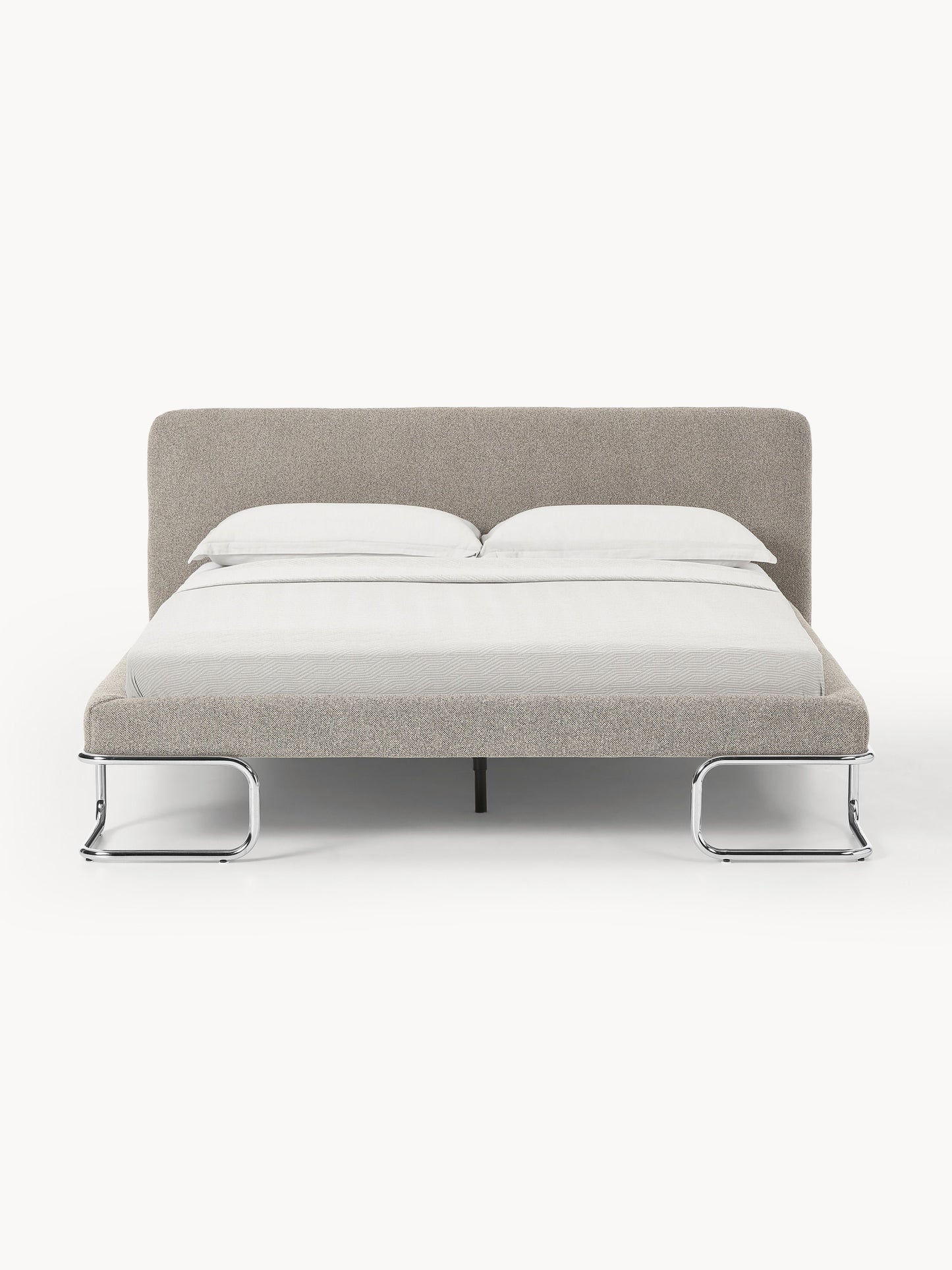 Olverta Bouclé Upholstered Bed with Metal Legs