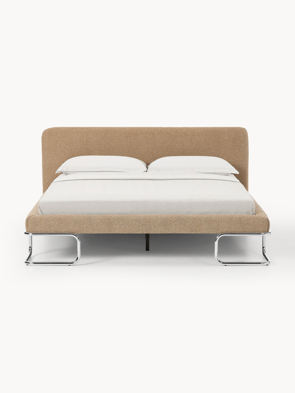 Olverta Bouclé Upholstered Bed with Metal Legs