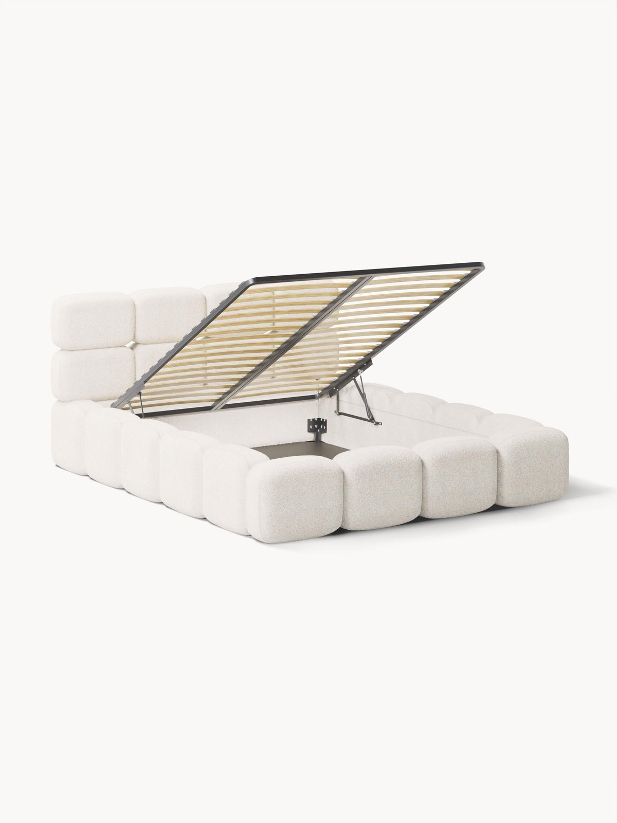 Taybris Upholstered Bed in Teddy Bouclé with Storage