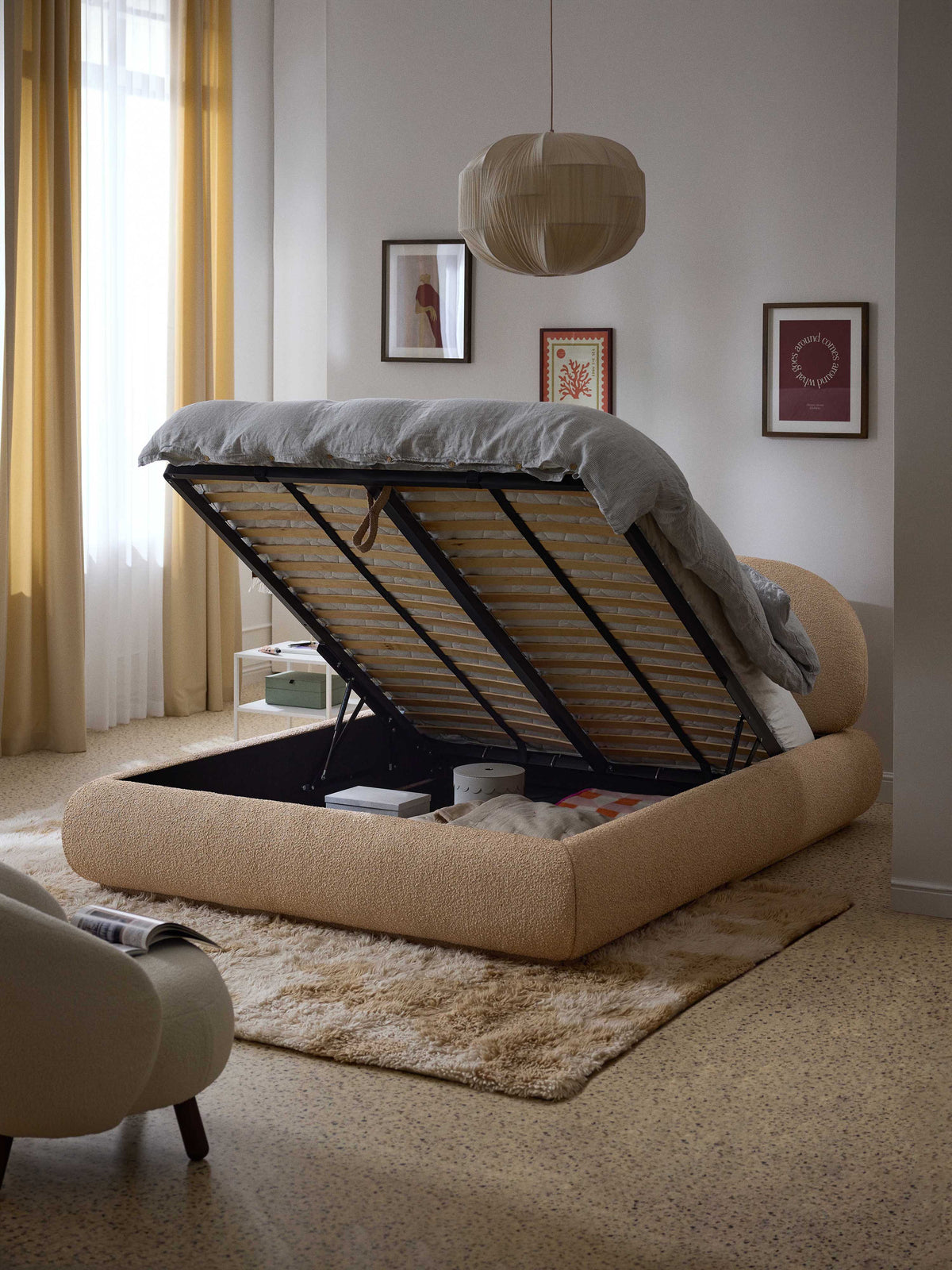 Albstead Upholstered Bouclé Bed with Storage