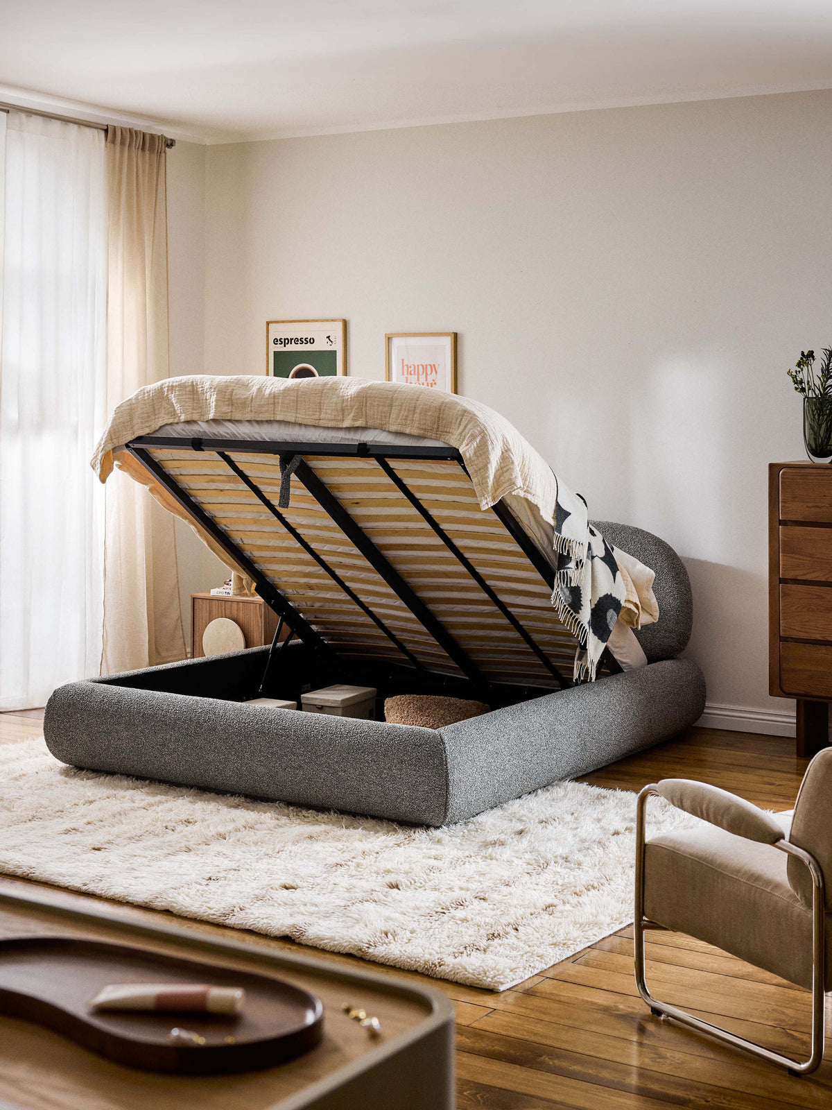 Albstead Upholstered Bouclé Bed with Storage