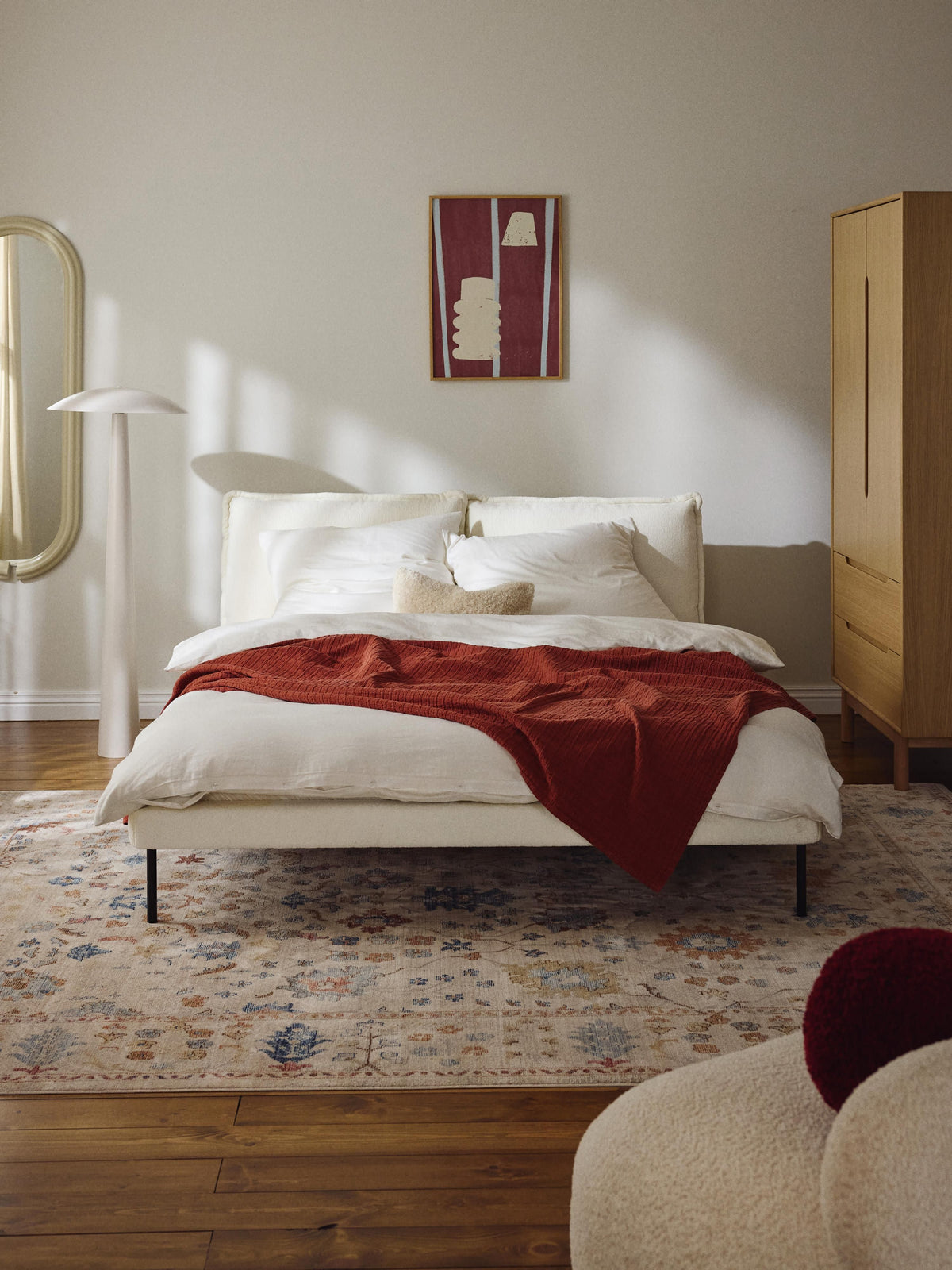 Amelrove Teddy Bouclé Upholstered Bed