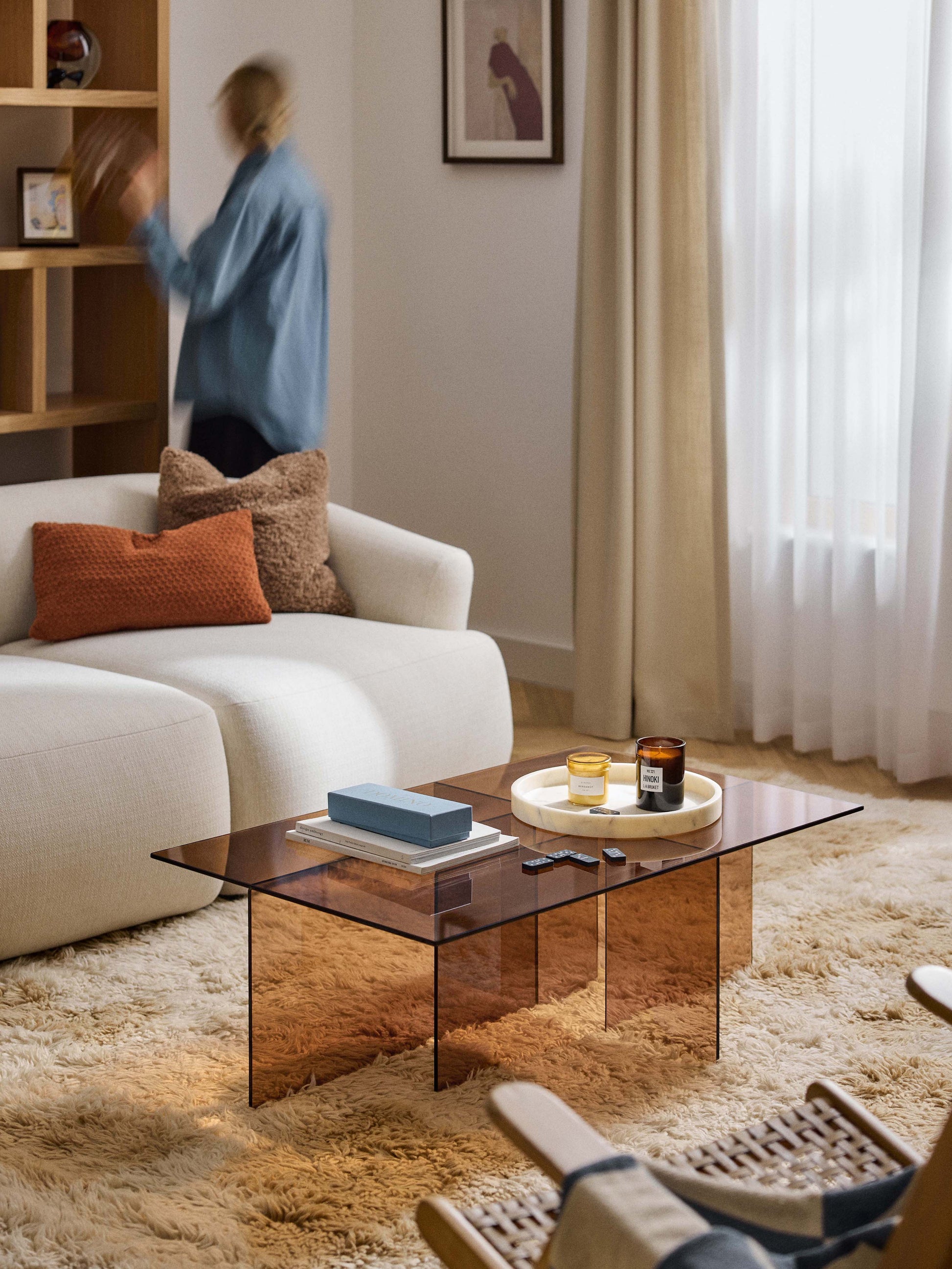 Anoukra Coffee Table in Glass, W 102 cm
