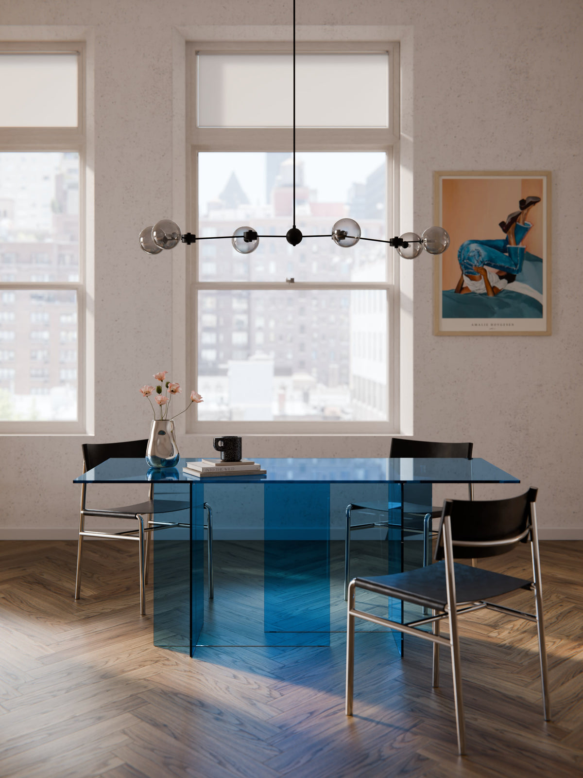 Anoukra Dining Table in Glass, 180 x 90 cm