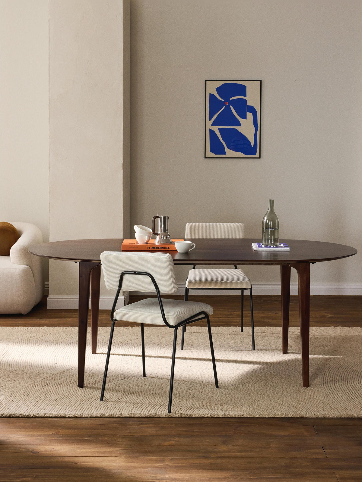 Archelio Oval Dining Table in Mango Wood, 200 x 100 cm