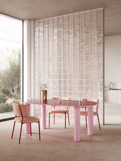 Benloch Organic Dining Table with Glass Top, 200 x 110 cm