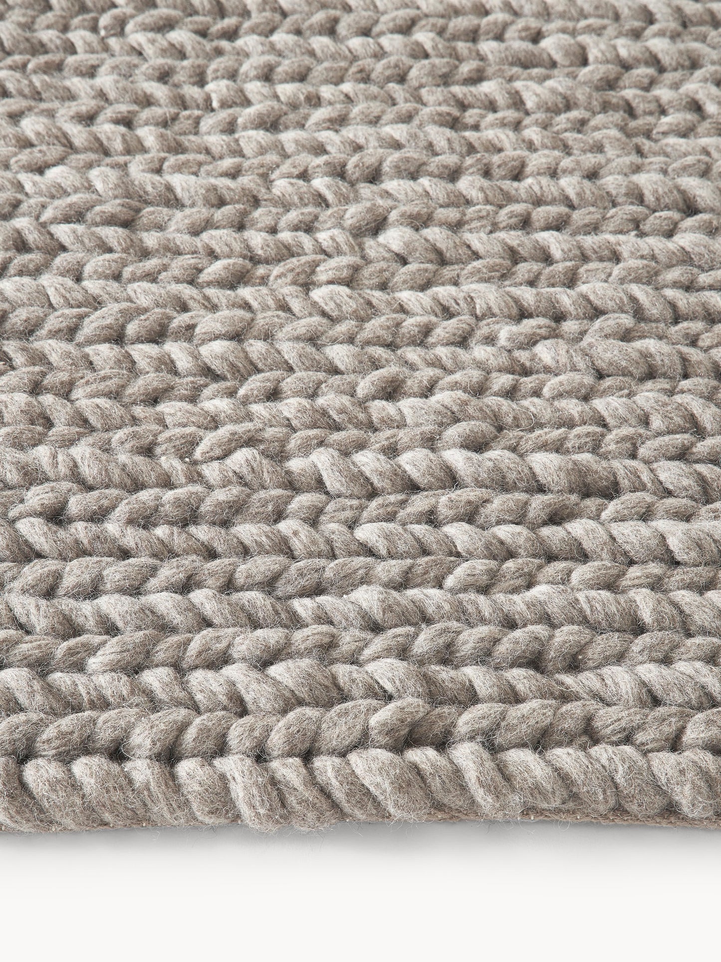 Brunquil Wool Rug, Handmade, with Braided Texture
