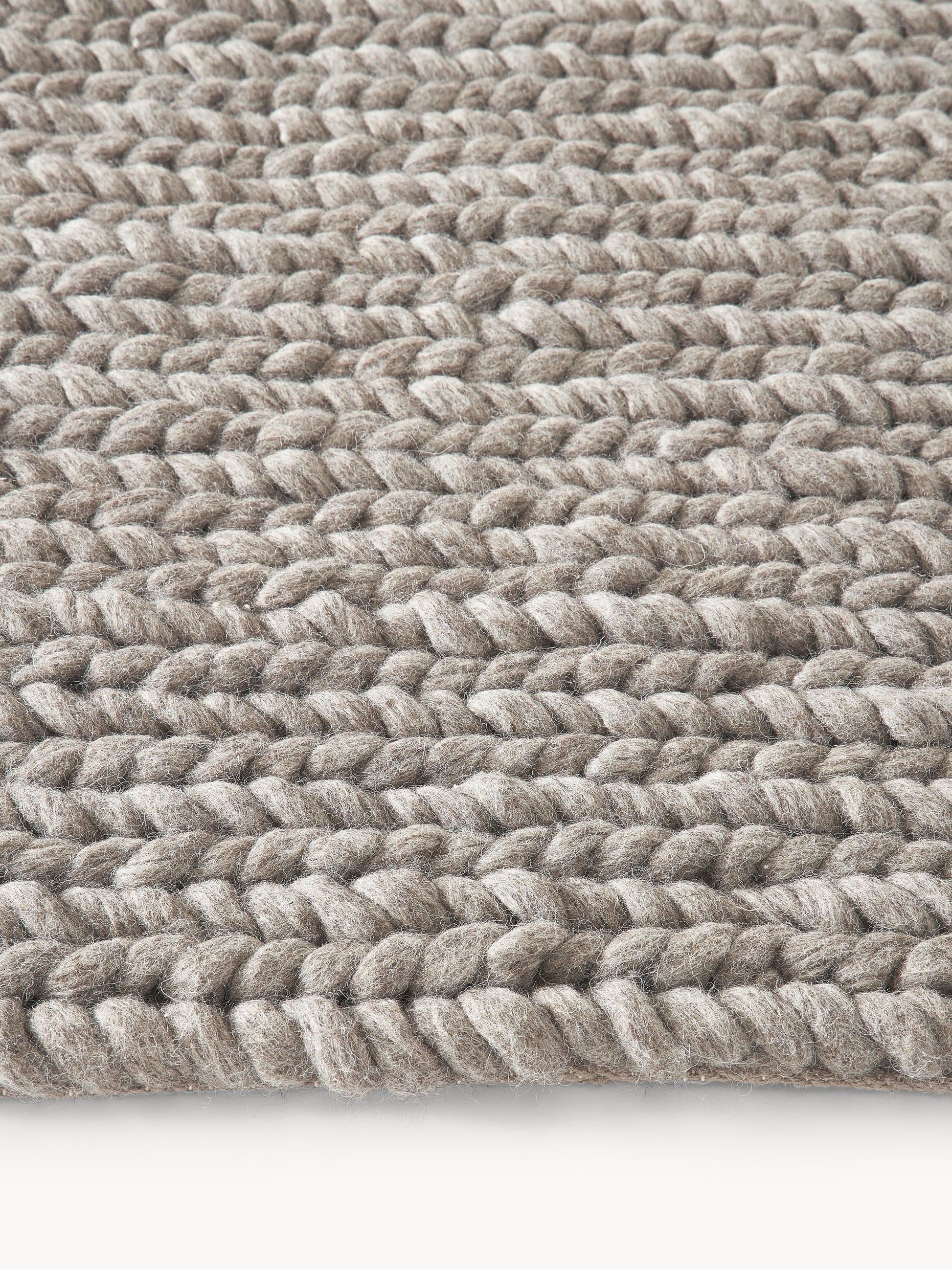 Brunquil Wool Rug, Handmade, with Braided Texture