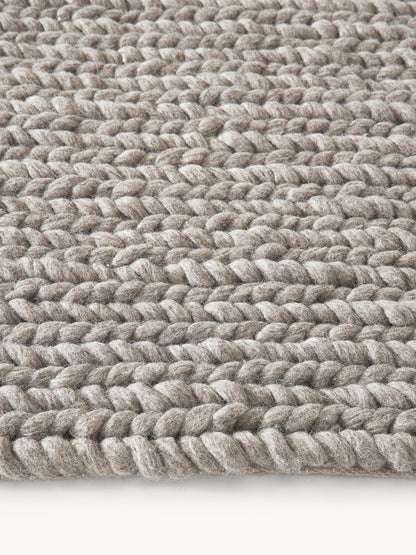 Brunquil Wool Rug, Handmade, with Braided Texture