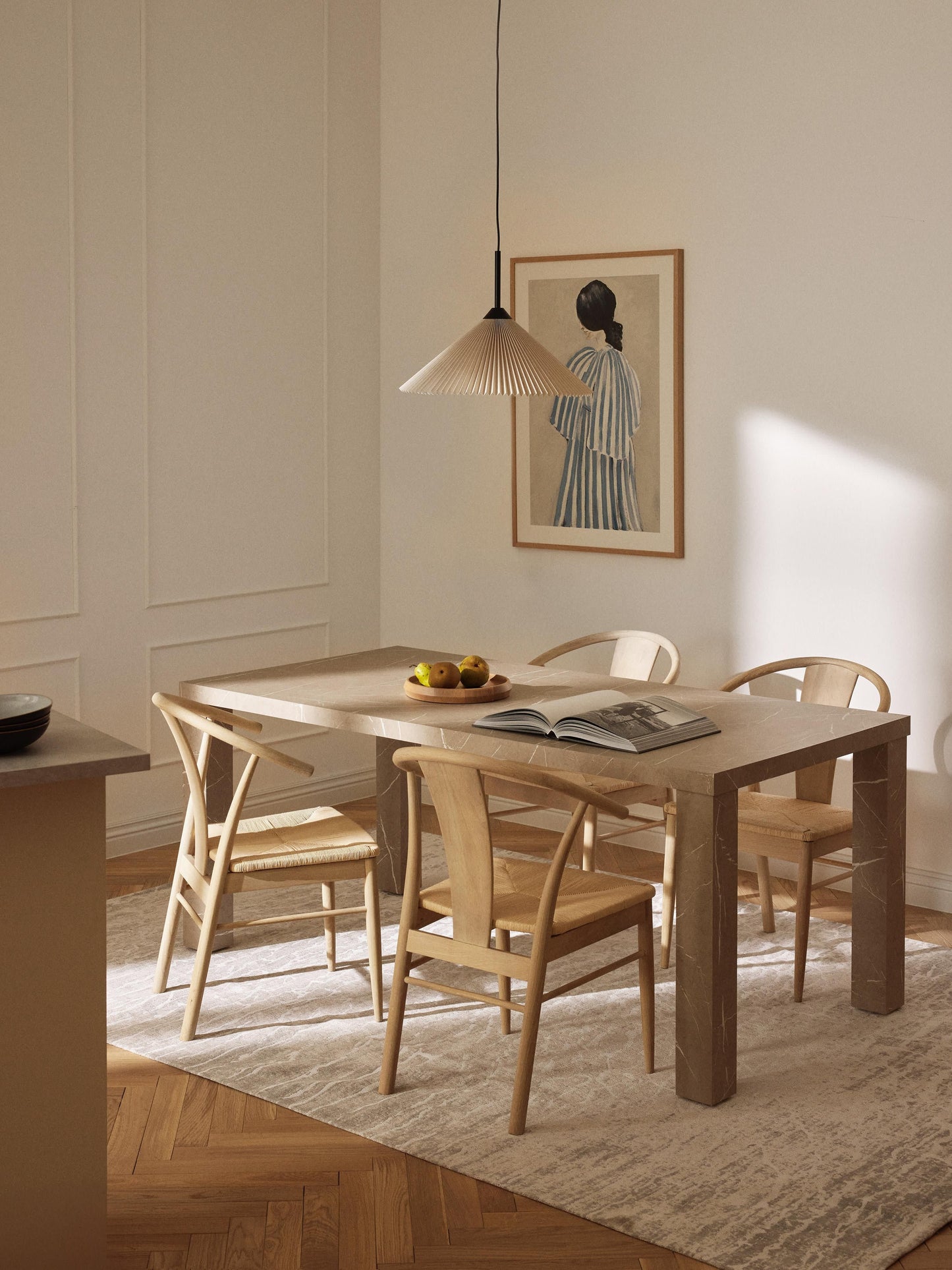 Carlathe Dining Table, Marble Look, 180 x 90 cm