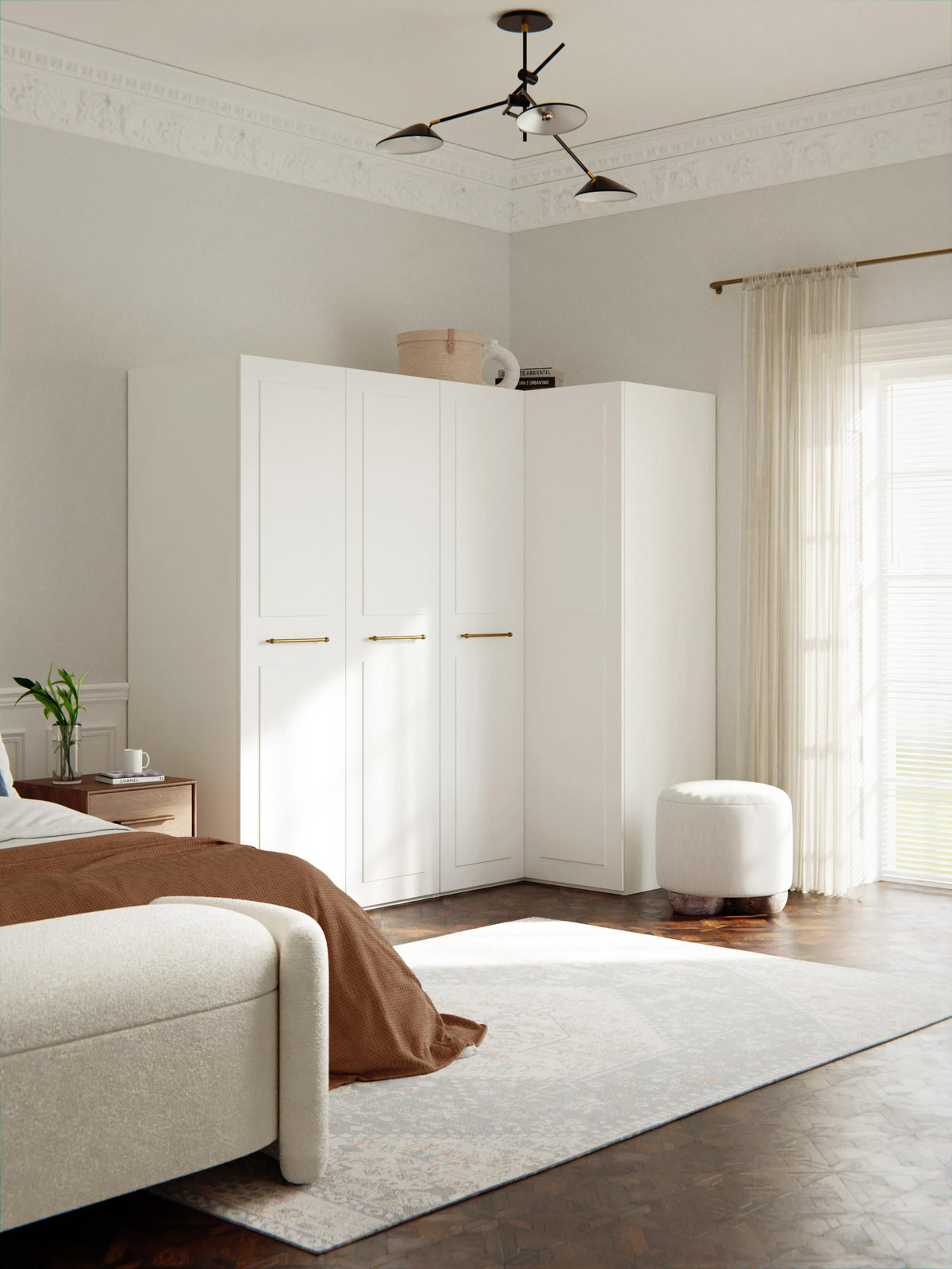 Charlveth Modular Corner Wardrobe, 215 cm Wide, in Various Sizes