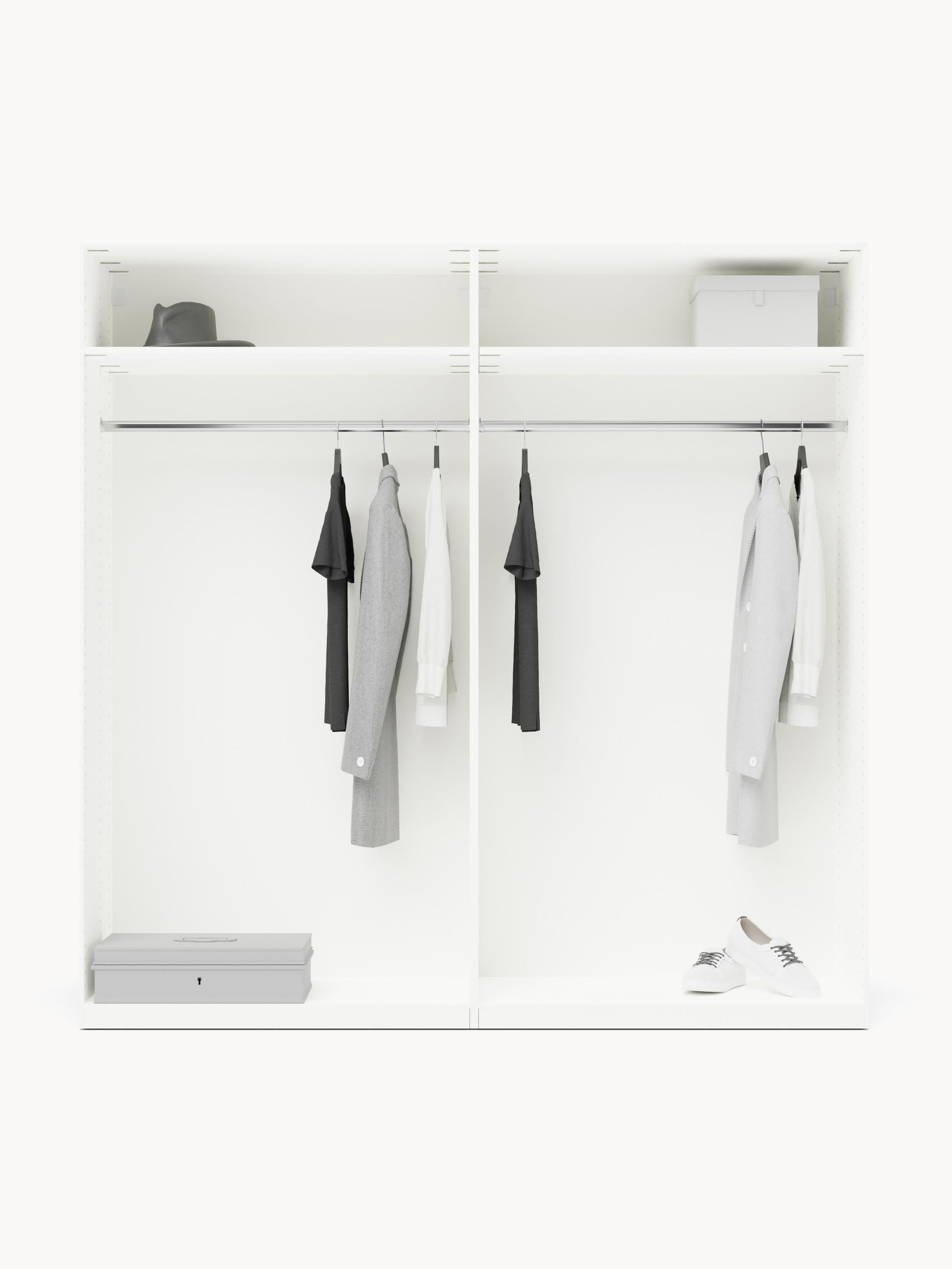 Charlveth Modular Hinged-Door Wardrobe, 200 cm Wide, in Various Sizes