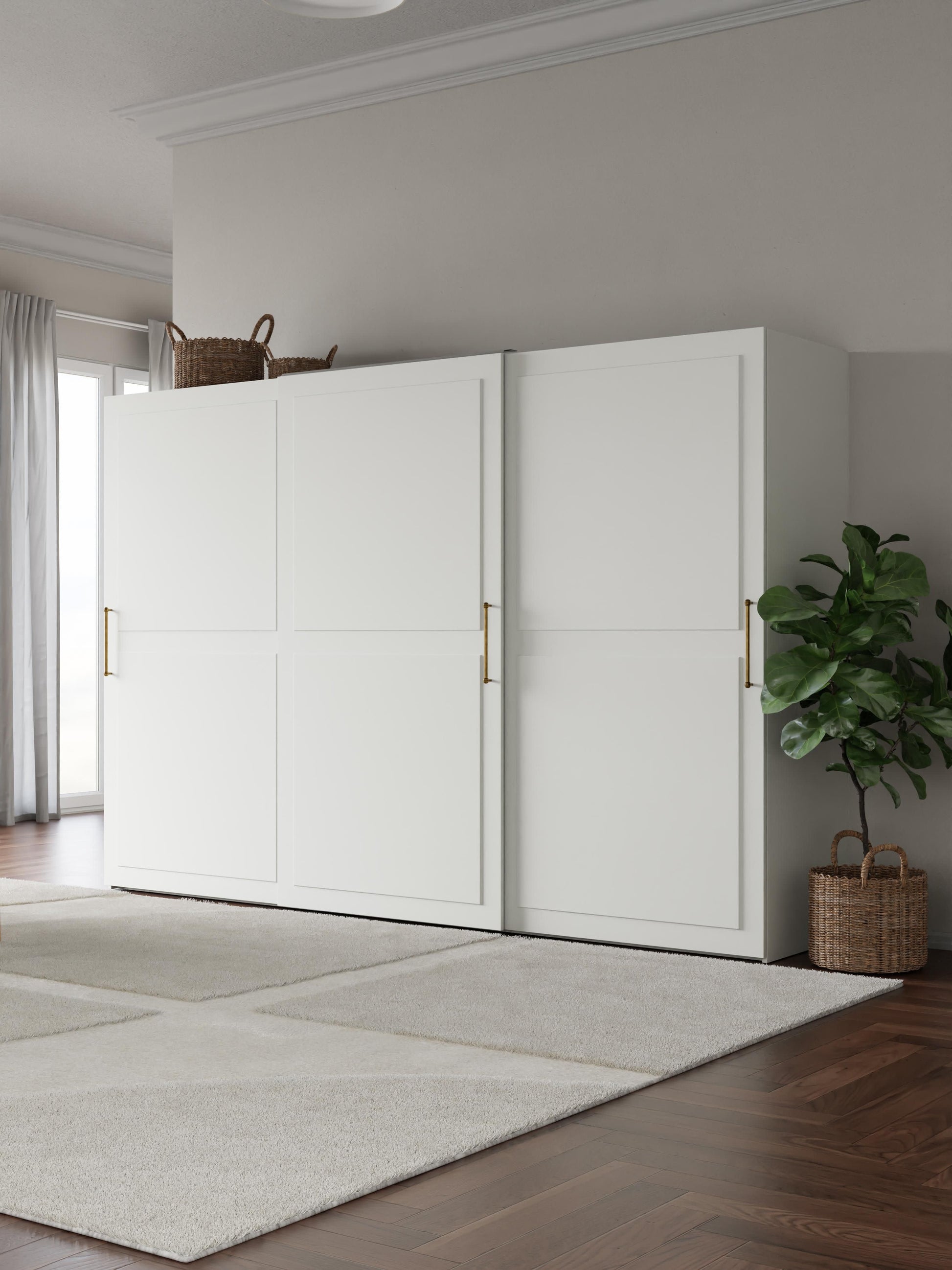 Charlveth Modular Sliding-Door Wardrobe, 300 cm Wide, in Various Sizes