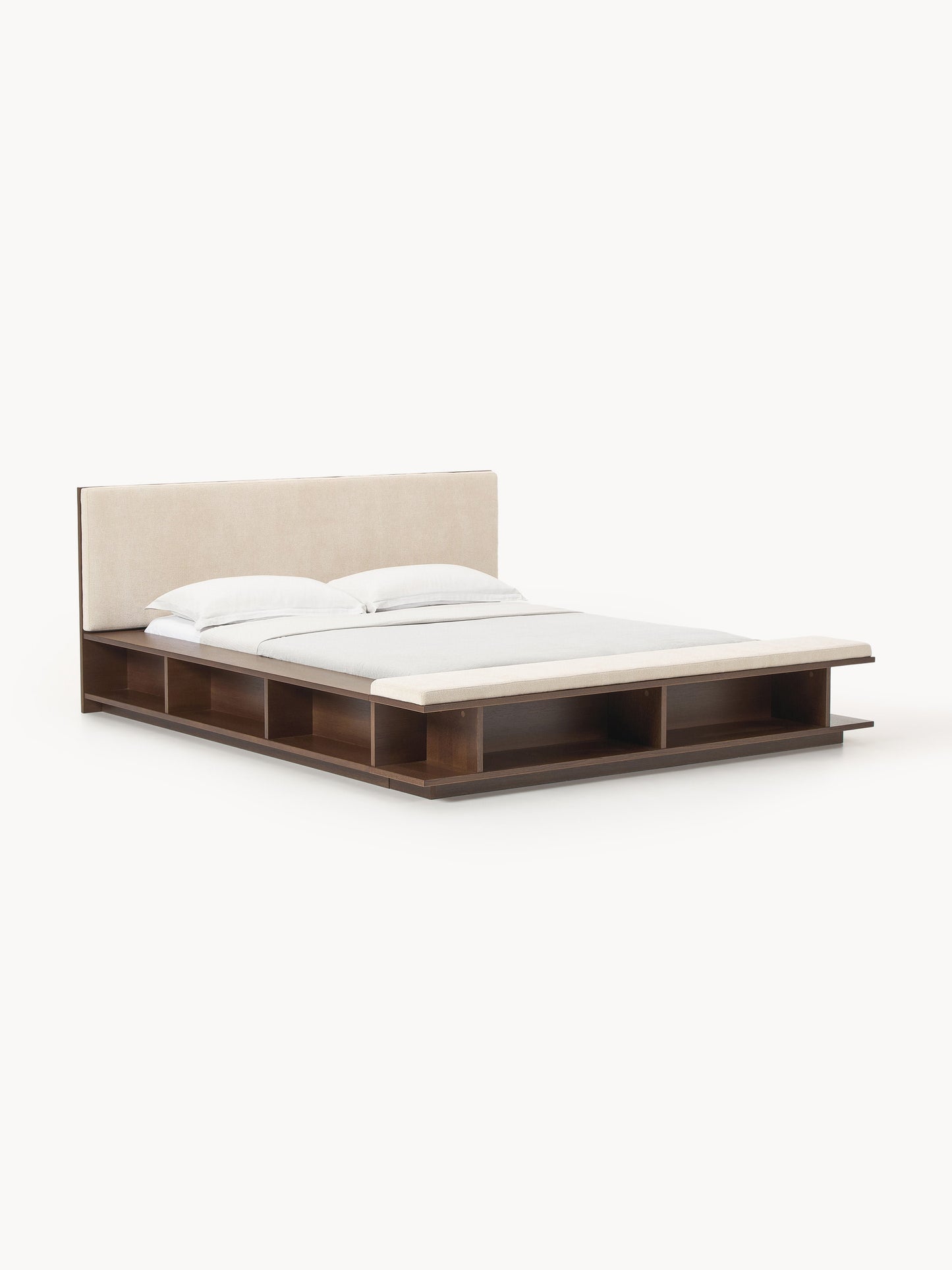Clarnisse Wooden Bed Frame with Bench and Side Shelves
