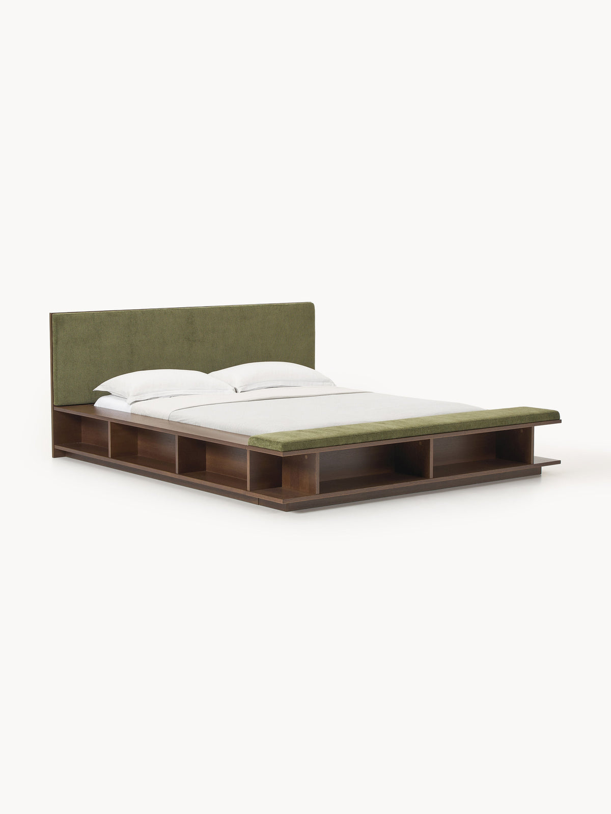 Clarnisse Wooden Bed Frame with Bench and Side Shelves