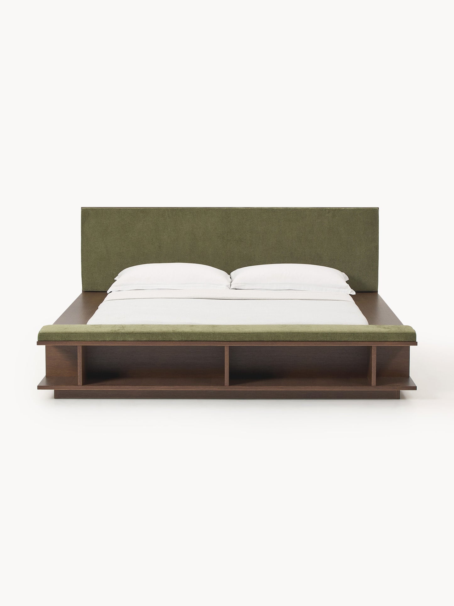 Clarnisse Wooden Bed Frame with Bench and Side Shelves