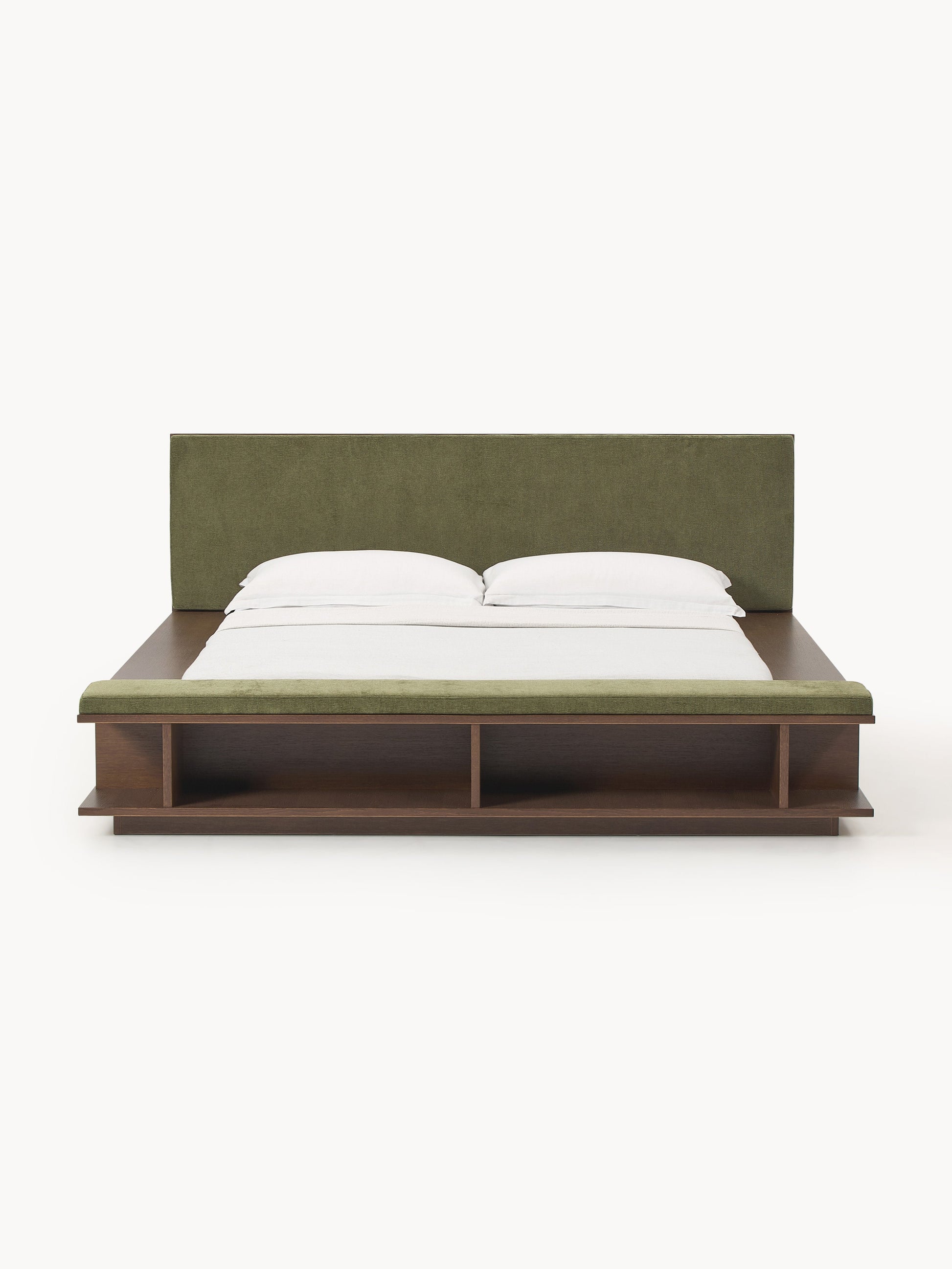 Clarnisse Wooden Bed Frame with Bench and Side Shelves