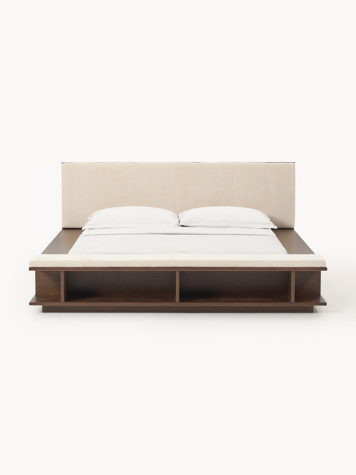 Clarnisse Wooden Bed Frame with Bench and Side Shelves