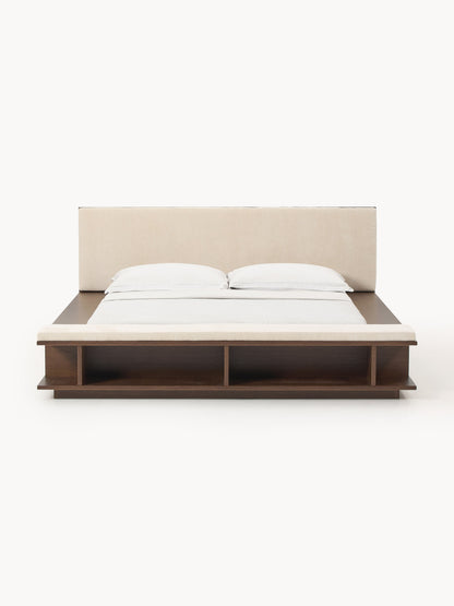 Clarnisse Wooden Bed Frame with Bench and Side Shelves