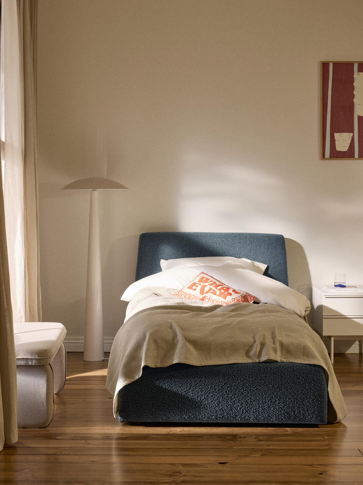 Clovarde Single Bed with Storage in Bouclé