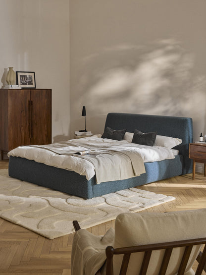 Clovarde Upholstered Bed in Bouclé