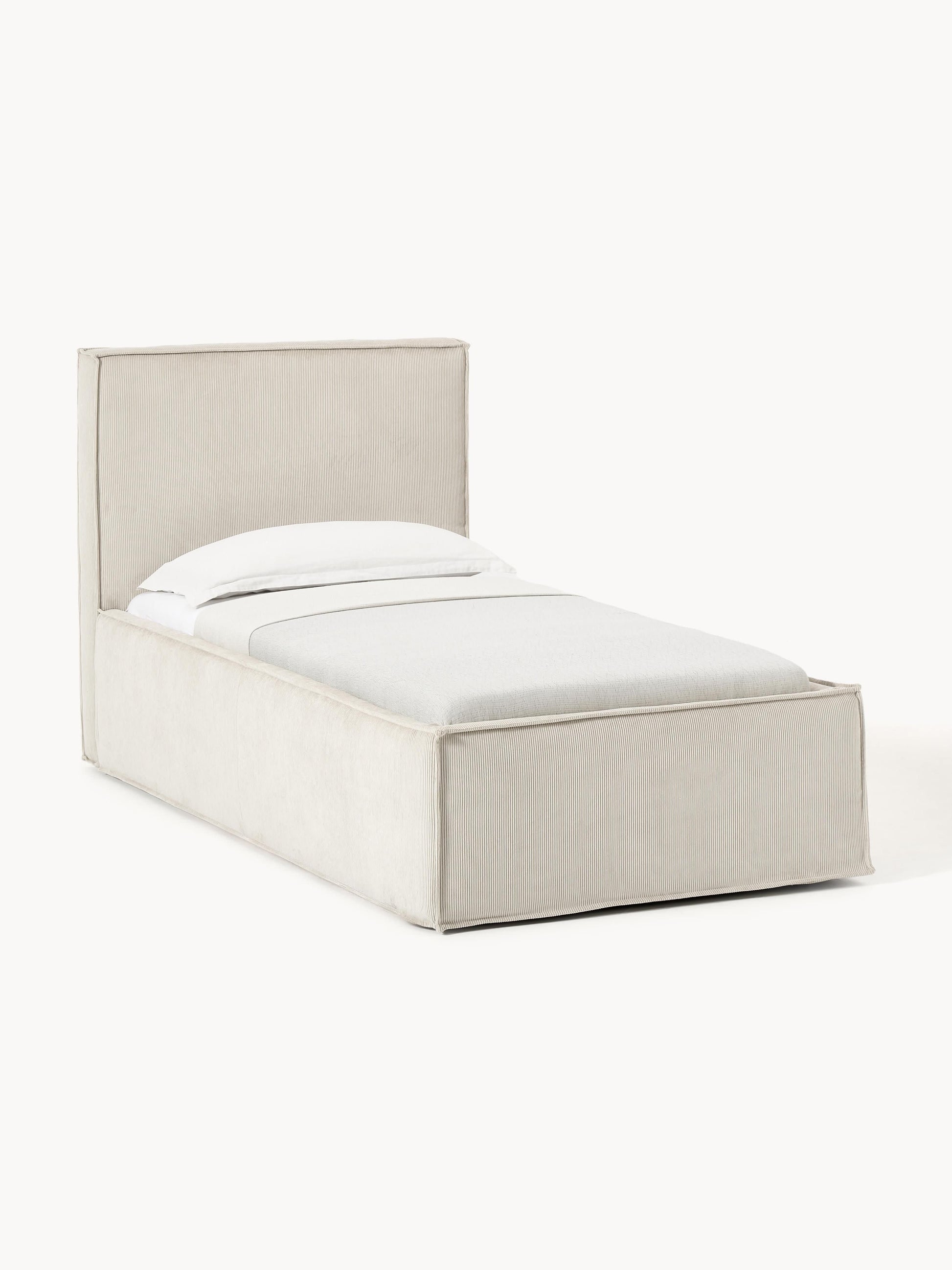 Dremvard Single Bed in Corduroy with Storage