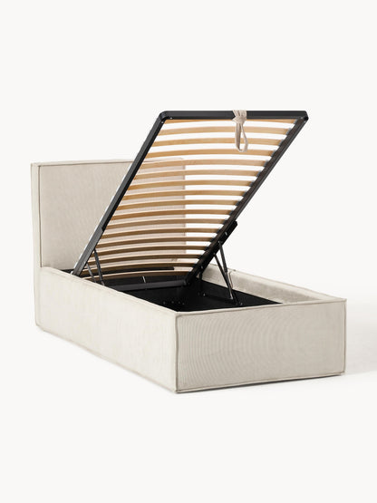 Dremvard Single Bed in Corduroy with Storage