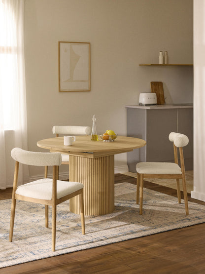 Filoraz Extendable Dining Table with Grooved Texture, 120 - 160 x 75 cm