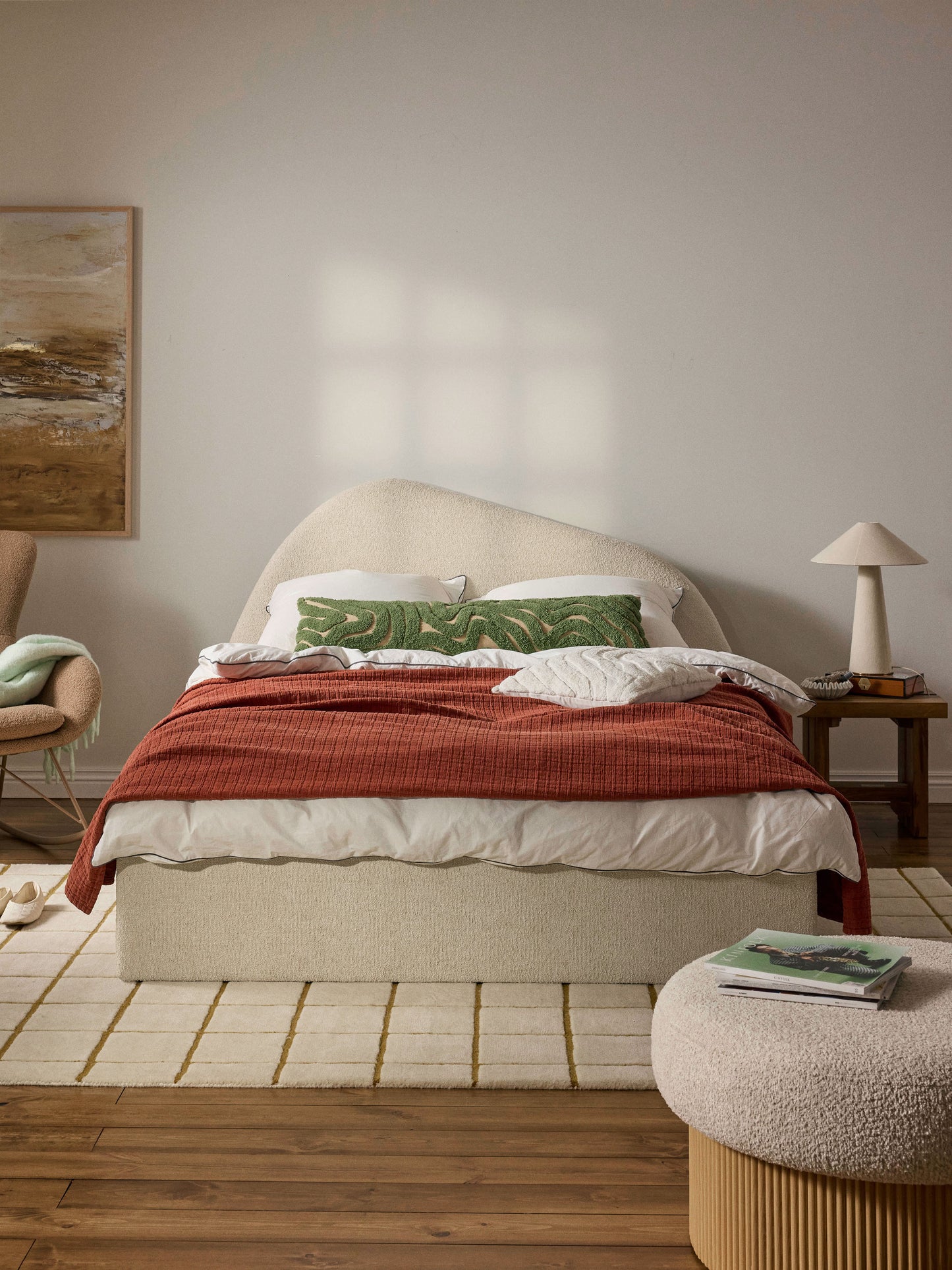 Garuzzo Upholstered Bed in Bouclé