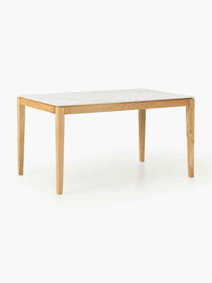 Jacksfeld Dining Table with Marble-Look Tabletop, in Various Sizes