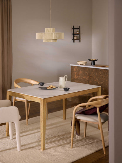 Jacksfeld Dining Table with Marble-Look Tabletop, in Various Sizes
