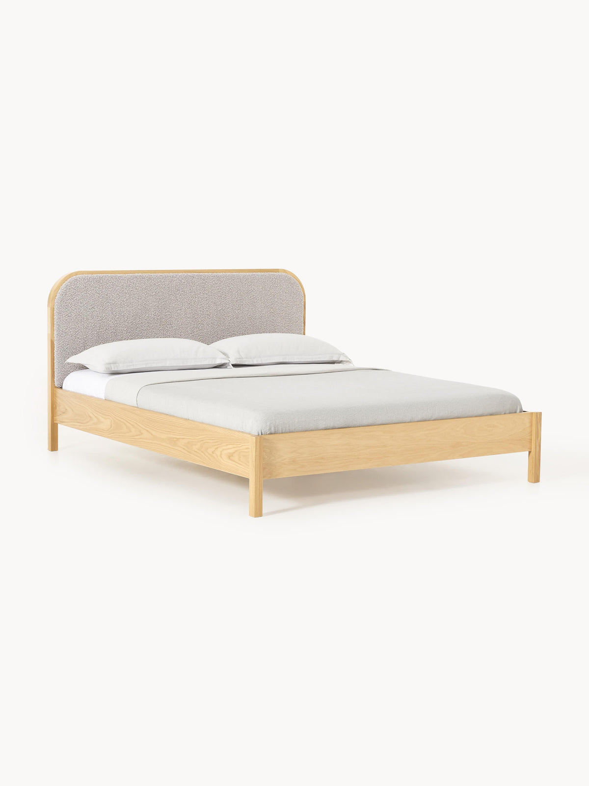 Jonsleigh Wooden Bed with Bouclé Headboard