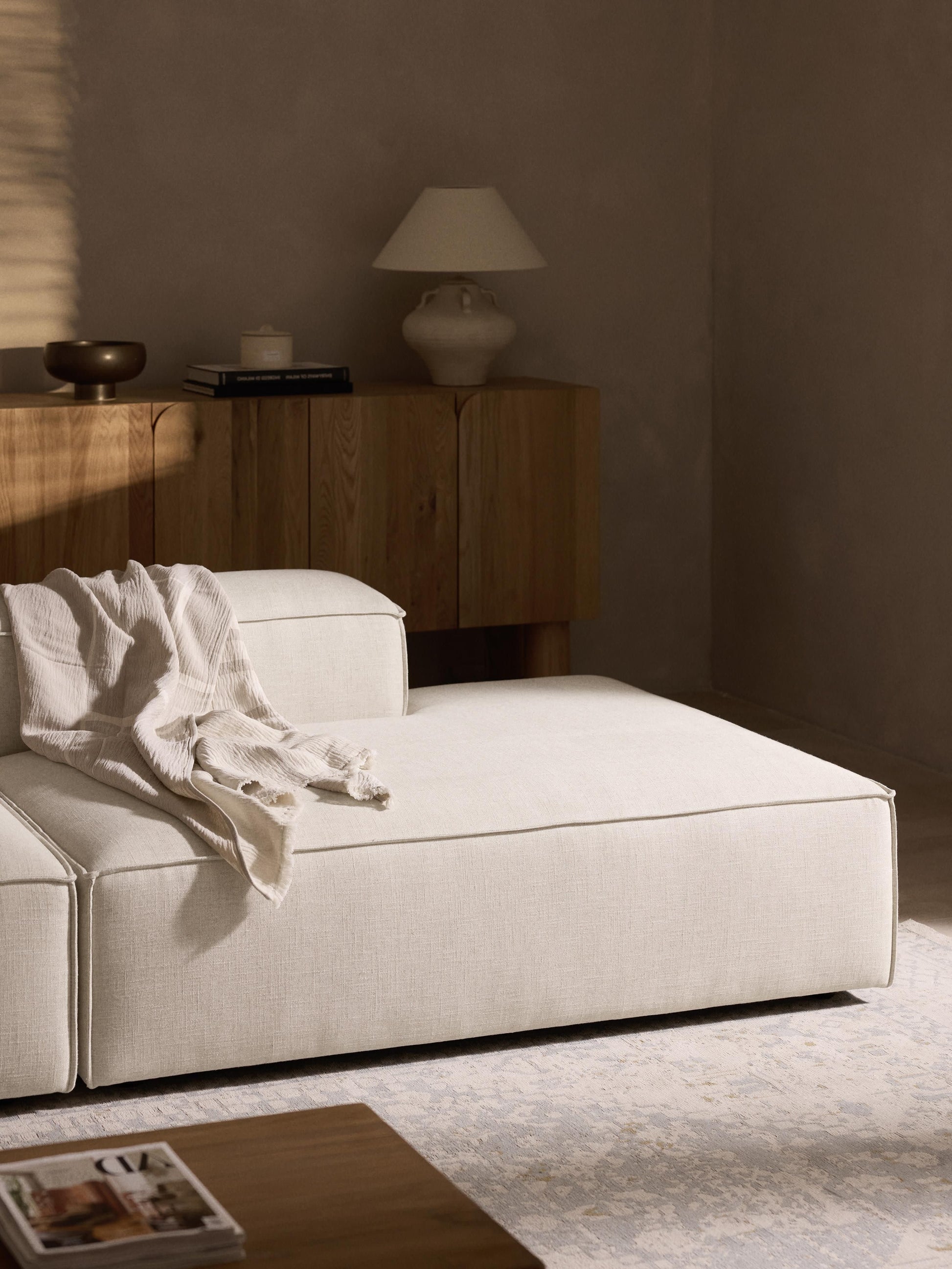 Lenquist Linen Blend Ottoman Module