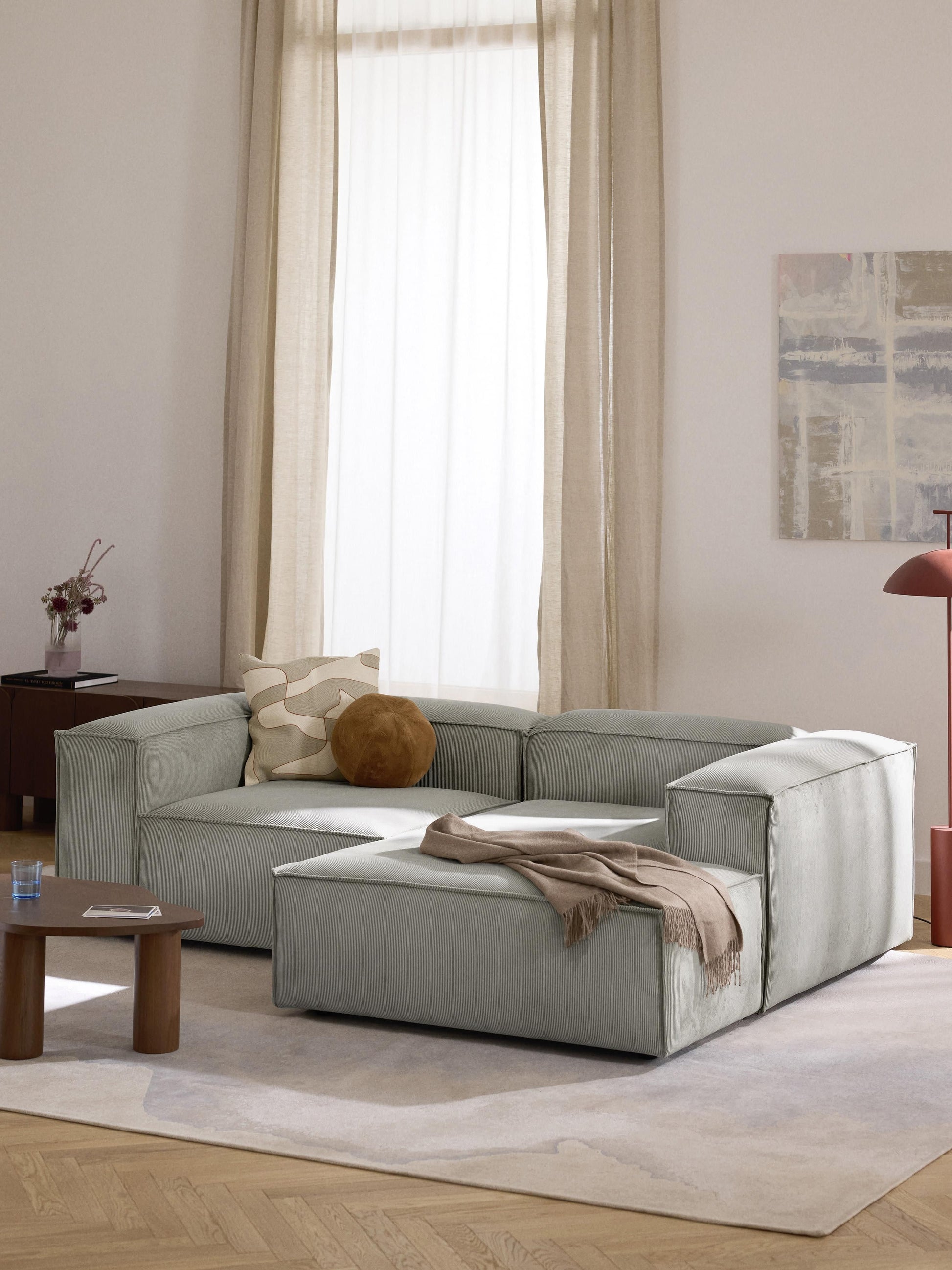 Lenquist Modular Corduroy Corner Sofa, 2-Seater