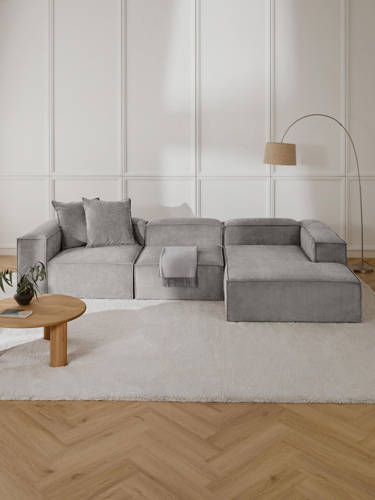 Lenquist Modular Corduroy Corner Sofa (4-Seater)