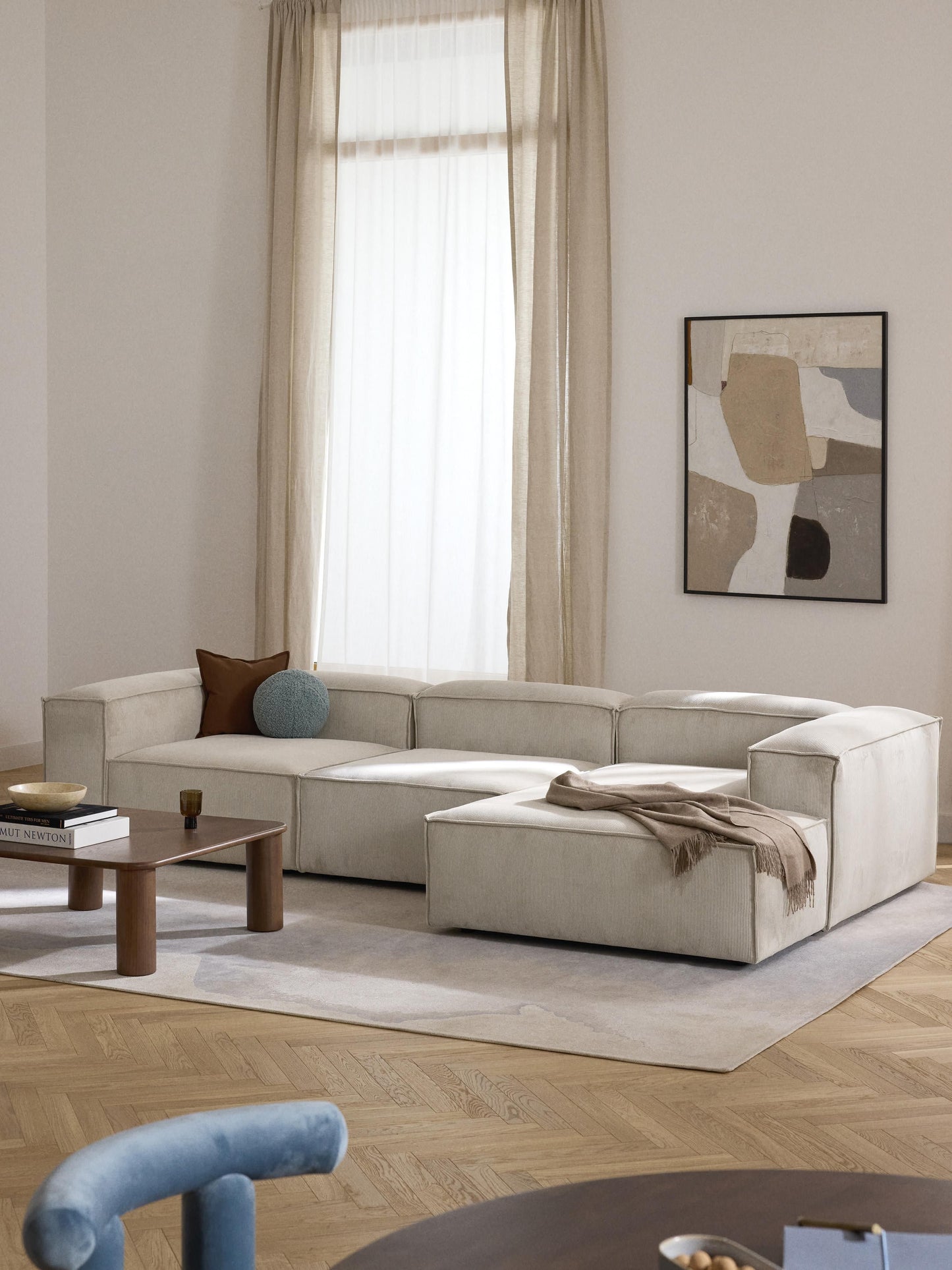 Lenquist Modular Corduroy Corner Sofa (4-Seater)