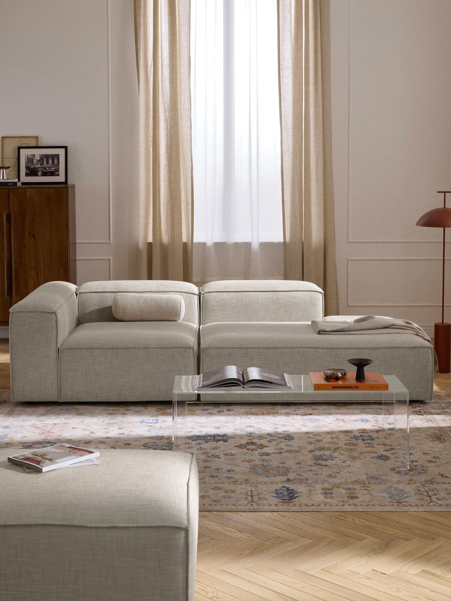 Lenquist Modular Linen Blend Ottoman