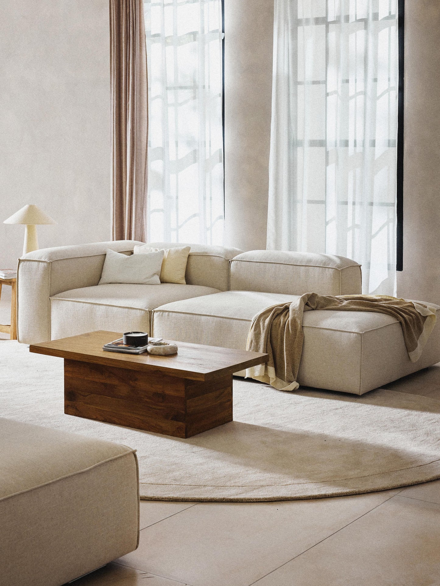 Lenquist Modular Linen Blend Ottoman