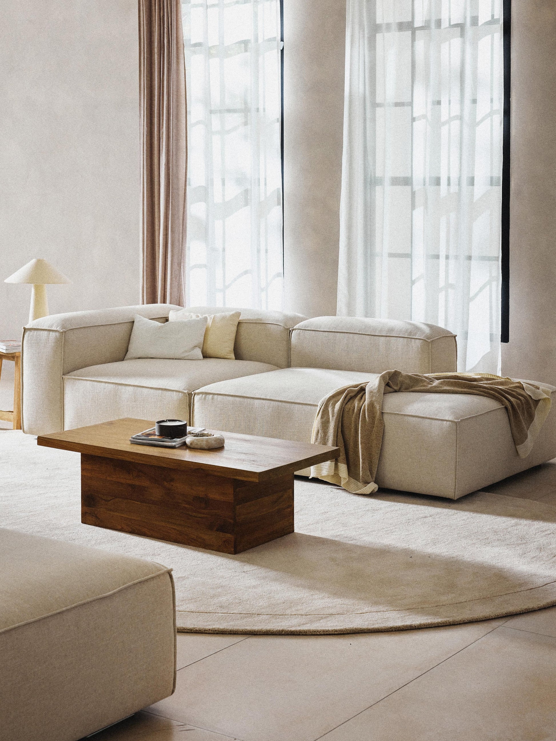 Lenquist Modular Linen Blend Ottoman