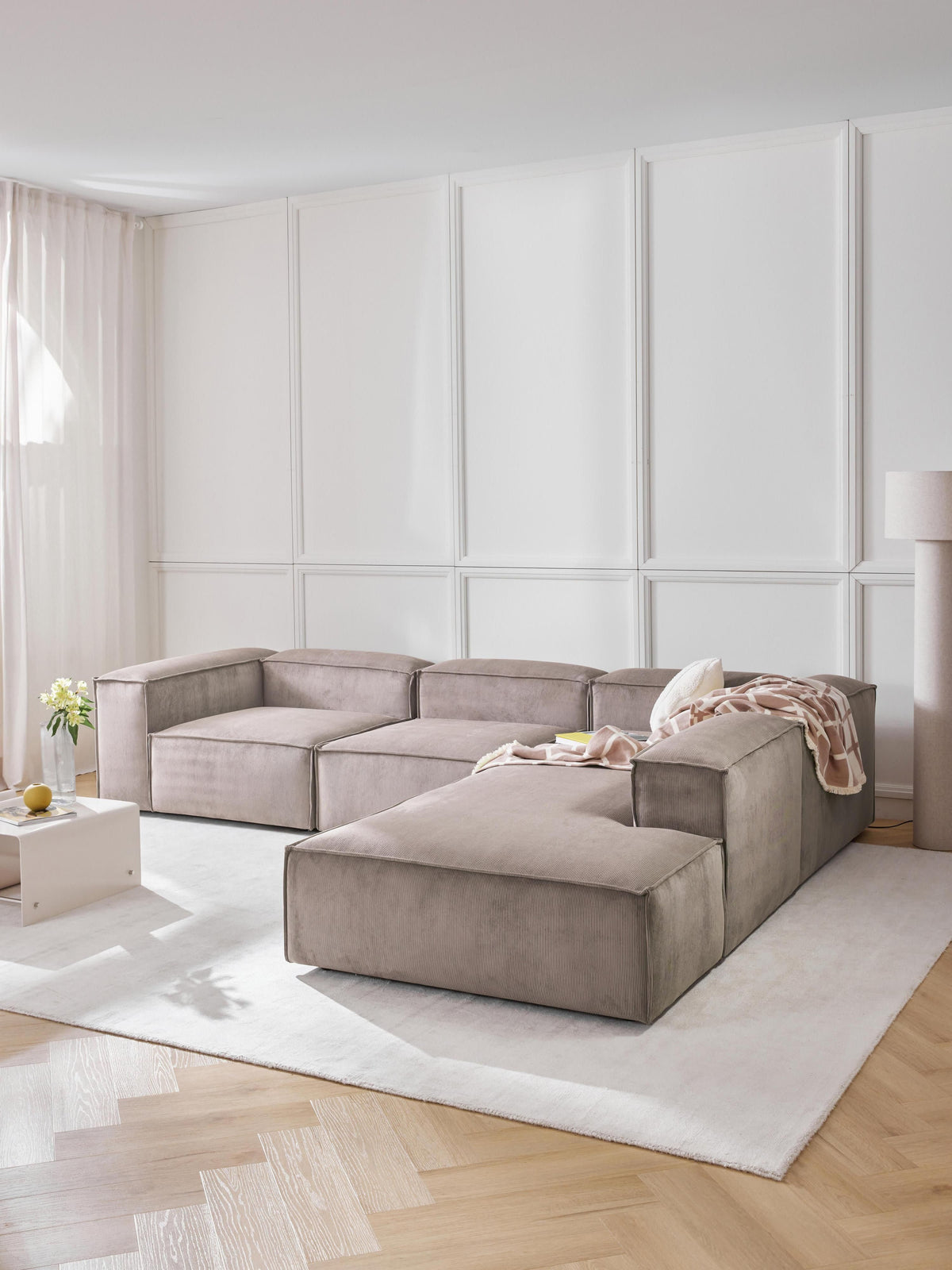Lenquist XL Modular Corner Sofa in Corduroy, 4-Seater