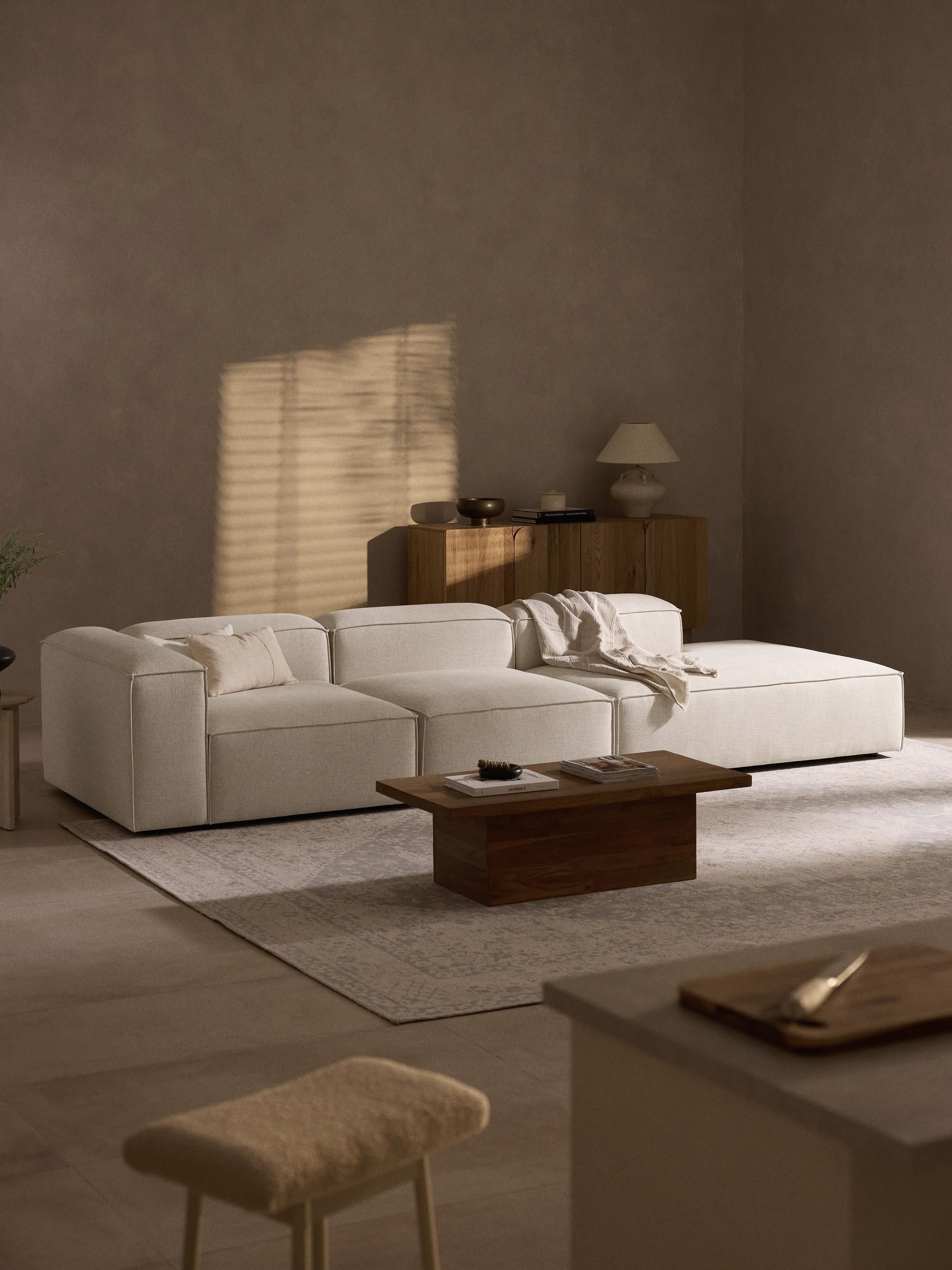 Lenquist XL Modular Ottoman in Linen Blend