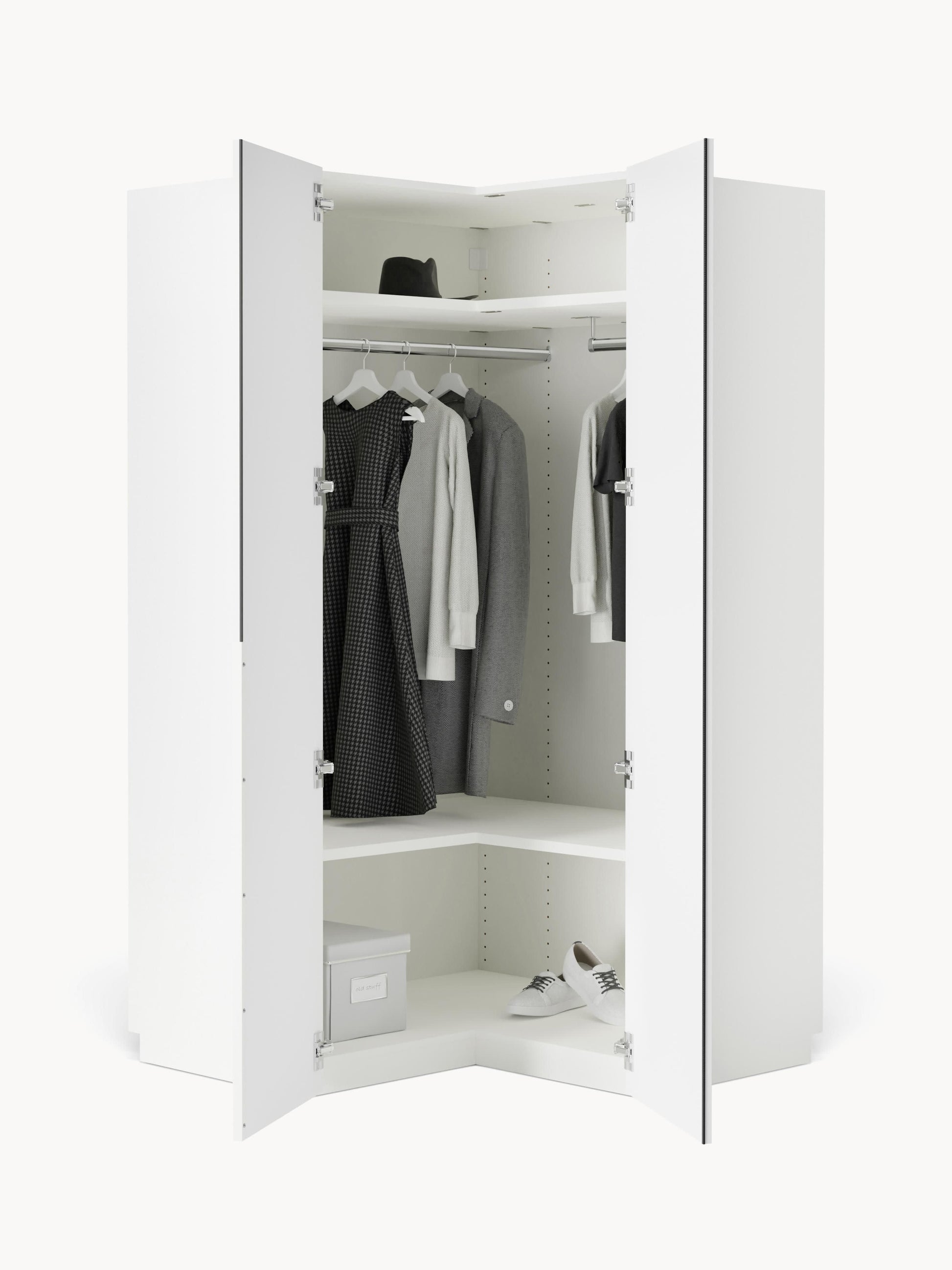 Leomarch Modular Corner Wardrobe, 115 cm Wide, in Various Sizes