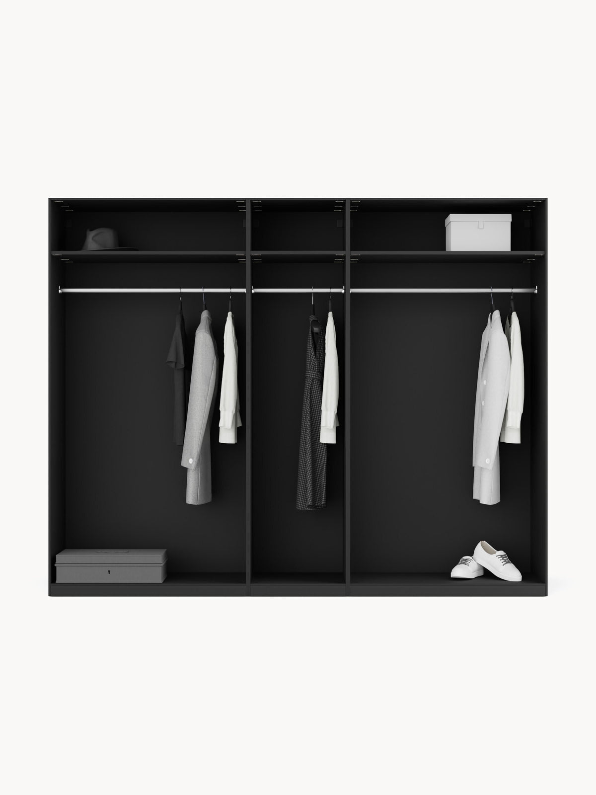 Leomarch Modular Hinged-Door Wardrobe, 250 cm Wide, in Various Sizes
