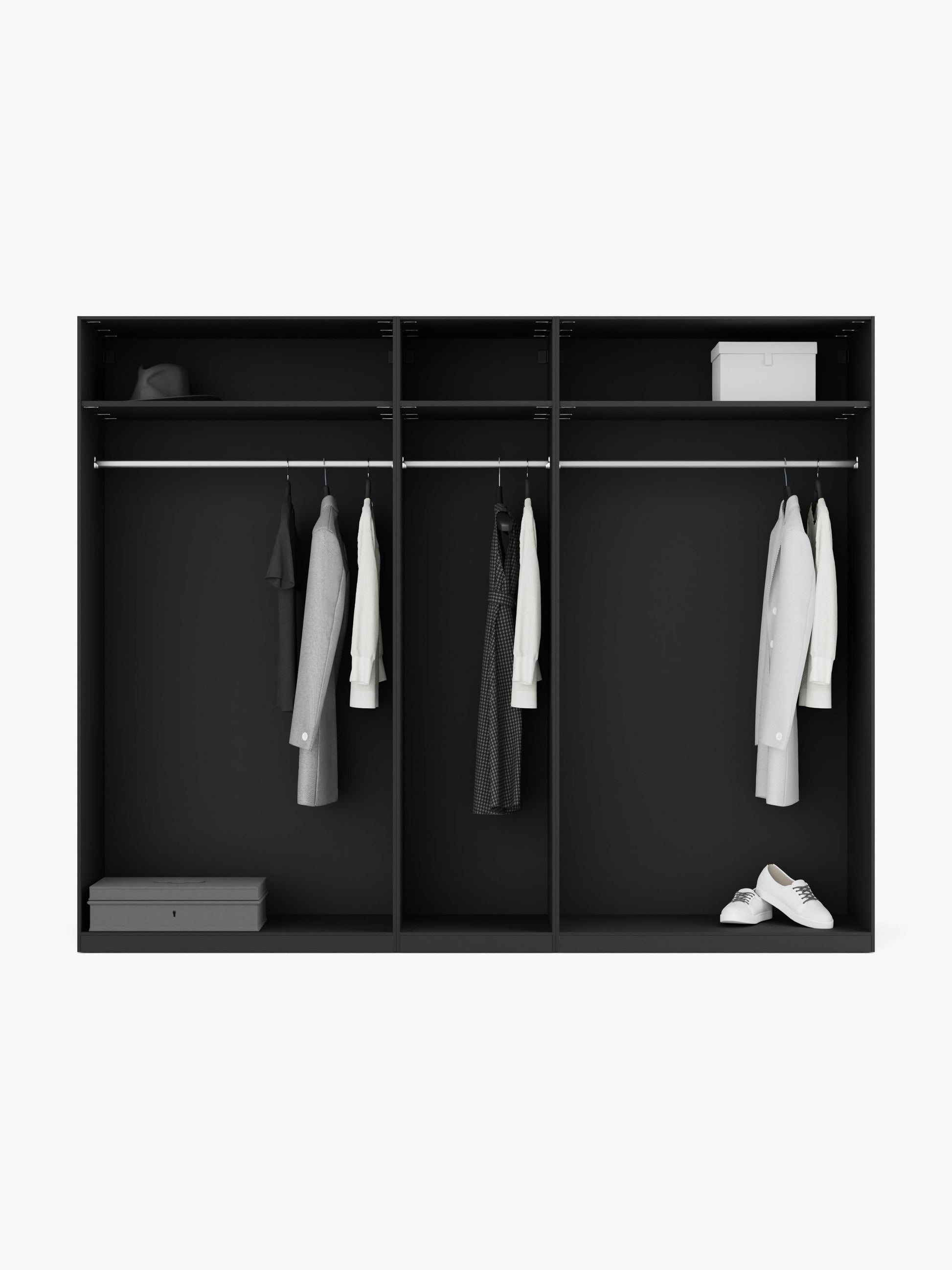 Leomarch Modular Hinged-Door Wardrobe, 250 cm Wide, in Various Sizes